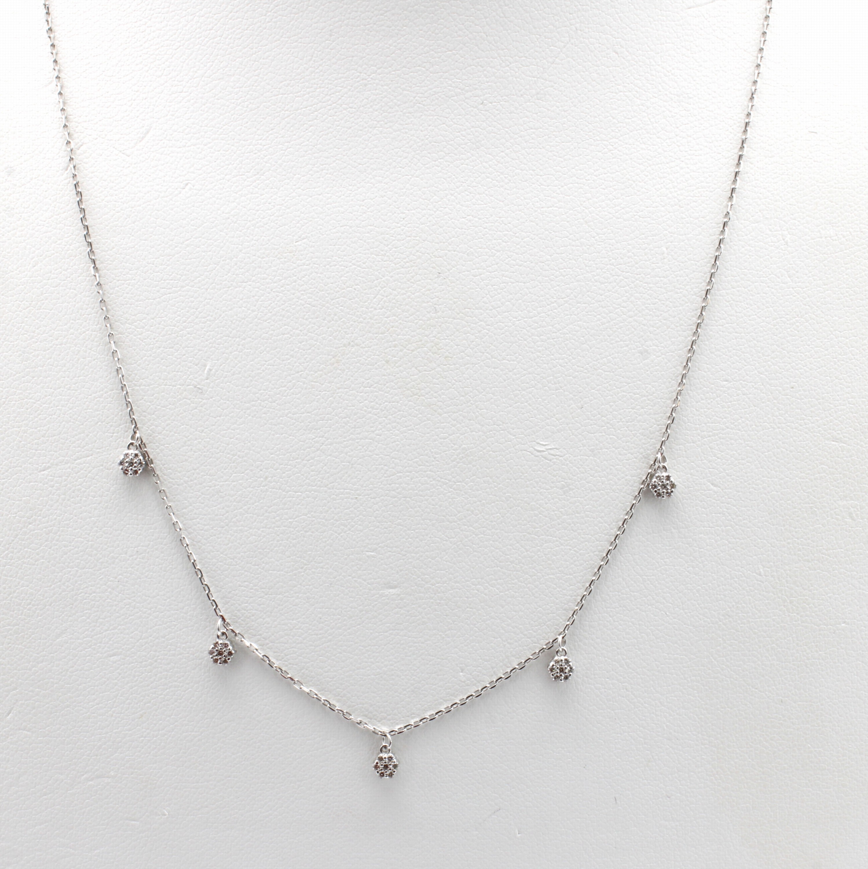 Image 27019735 - Collier mit Brillanten, WG 585/000, 5 Abhän-gungen beidseitig bes. mit Brill. zus. ca. ...