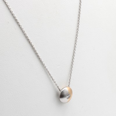 27019712a - Collier mit Brillant, WG/RG 585/000, Brill. zus. ca. 0.10 ct Weiß/si, L. ca. 42 cm ...
