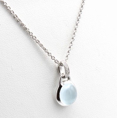 27019714a - Anhänger mit Aquamarin und Brillant an Kette, WG 585/000, Brill. ca. 0.04 ct Weiß/si, ...