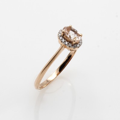 27019717a - Ring mit Morganit und Brillanten, RG 585/000, oval facett. Morganit, Brill. zus. ca. ...