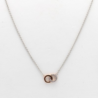 27019725a - Collier mit Brillanten, RG/WG 585/000, 2 Ringe z.T. bes. m. Brill. zus. ca. 0.06 ct ...