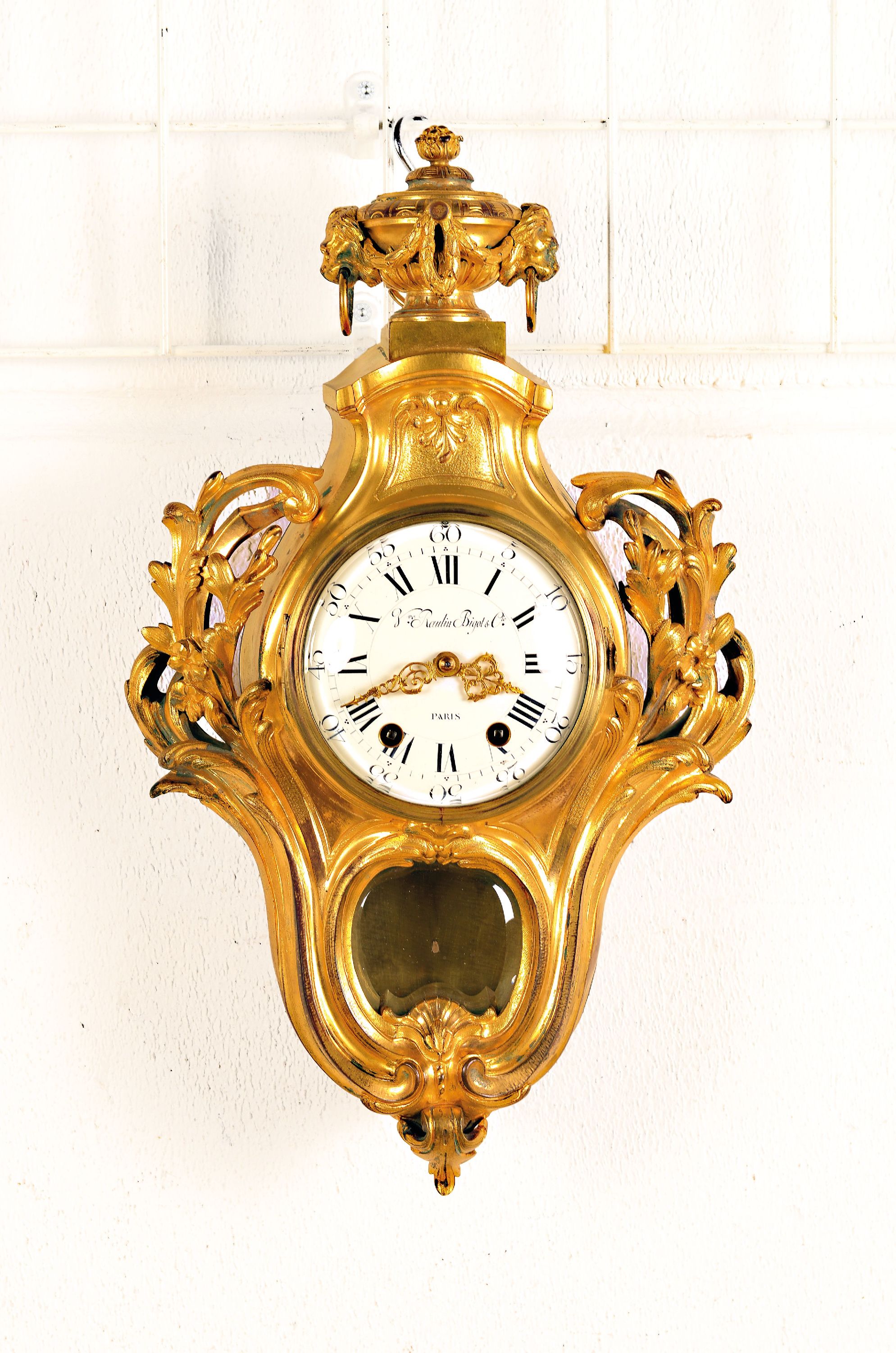 Image 27019839 - Kartelluhr, Frankreich um 1870, verziertes Bronzegehäuse mit alter Feuervergoldung, ...