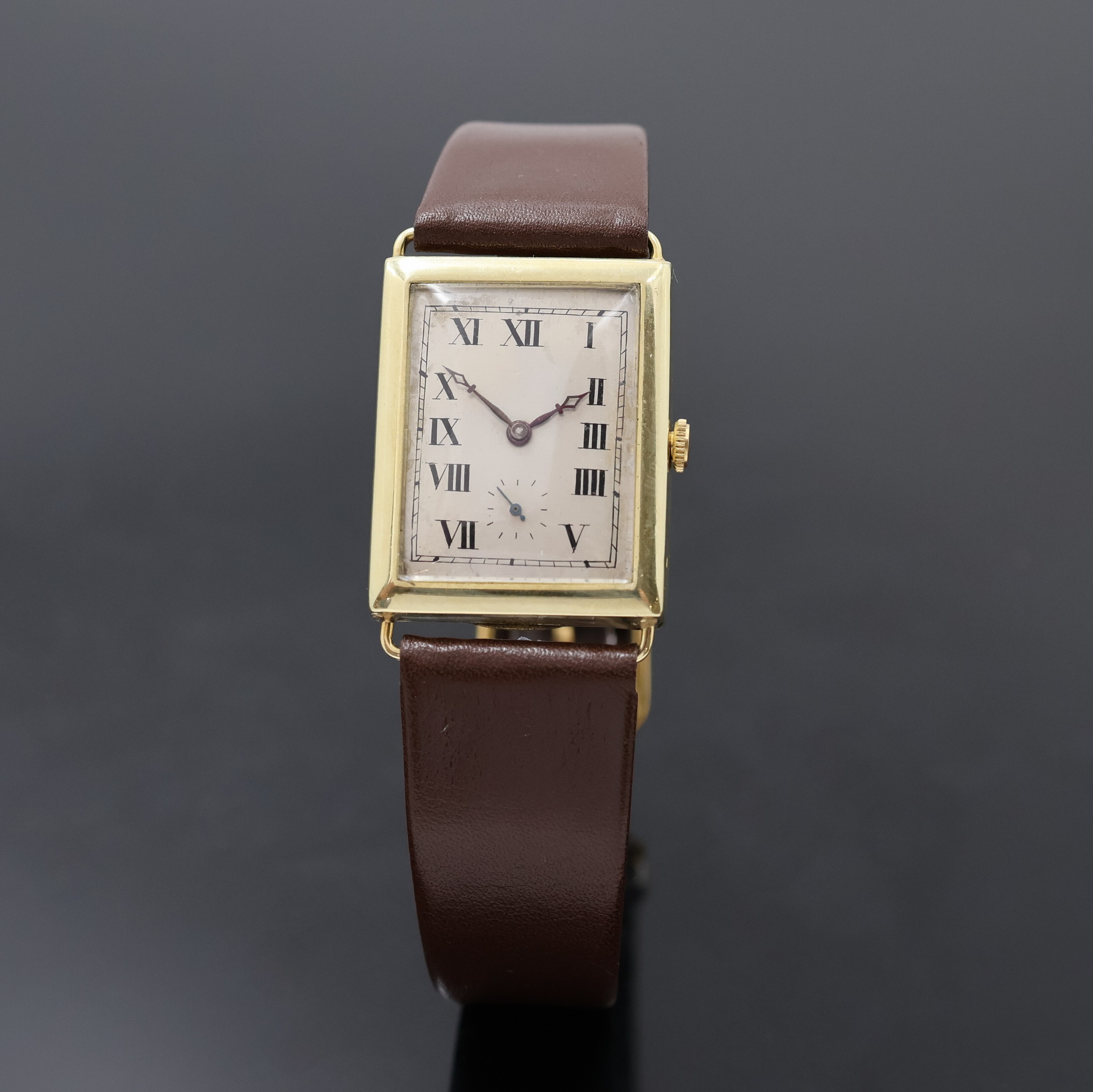 Image 27019861 - ULYSSE NARDIN rechteckige Armbanduhr in GG 750/000, Schweiz um 1920, Handaufzug, ...