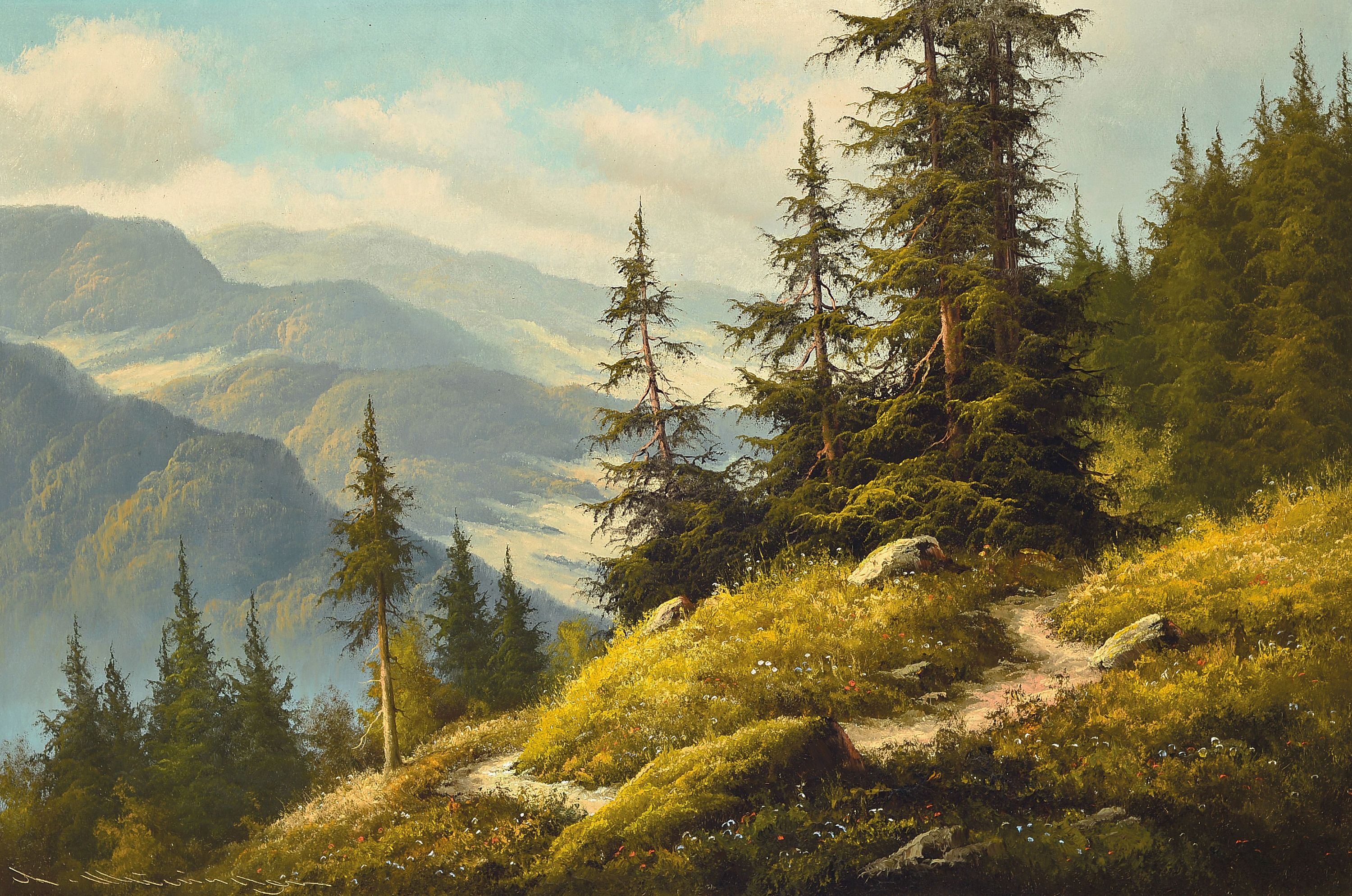 Image 27019866 - Ludwig Munninger, 1929-1997 Augsburg, Motiv aus den Lechtaler Alpen, Öl/Lwd, links ...