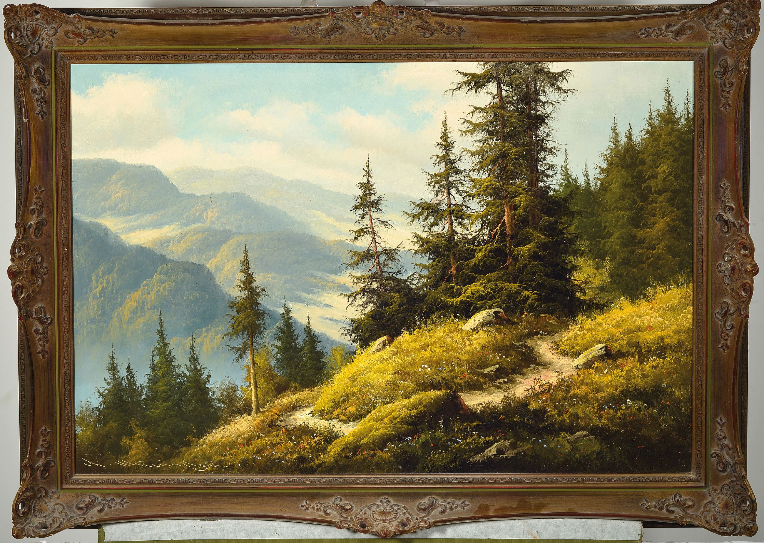 Detail k: Ludwig Munninger, 1929-1997 Augsburg, Motiv aus den Lechtaler Alpen, Öl/Lwd, links unten sign., ca. 60x90cm, R. ca. 75x105cm