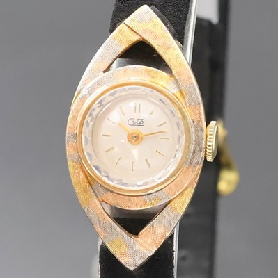 27019865a - CITO Damenarmbanduhr in GG 585/000, Schweiz um 1965, Handaufzug, Geh. teils mit Tricolor ...