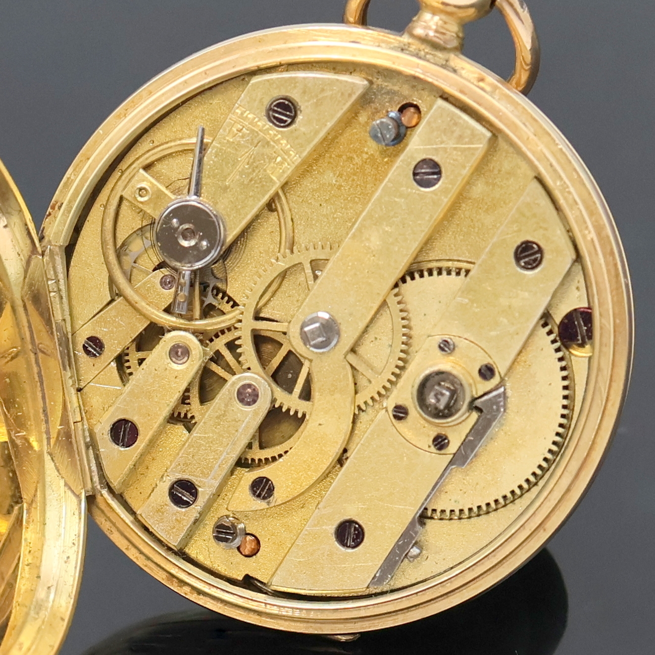 Detail g: VACHERON Geneve kleine Savonette Taschenuhr in RG 585/000, Schweiz um 1890, 3 Deckel- Goldgeh., Schlüsselaufzug, Sprung- u. Rückdeckel floral ...