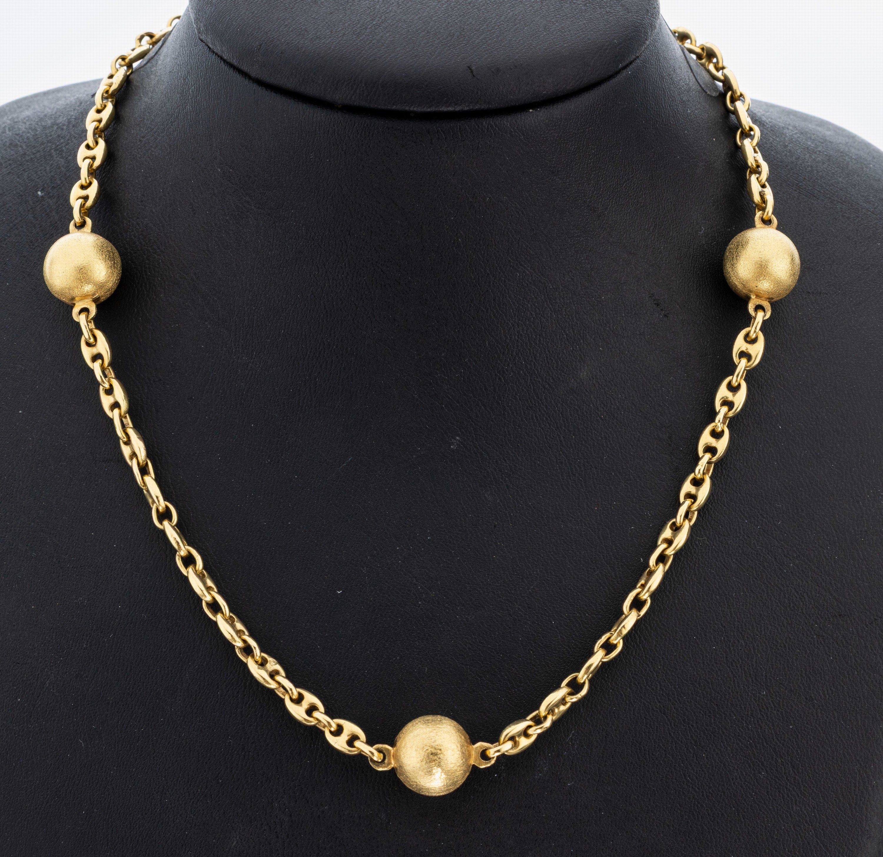 Image 27019970 - 18 kt Gold Collier, GG 750/000, Bohnenkette, kugelförm. Zwischenglieder gebürstet, L. ...