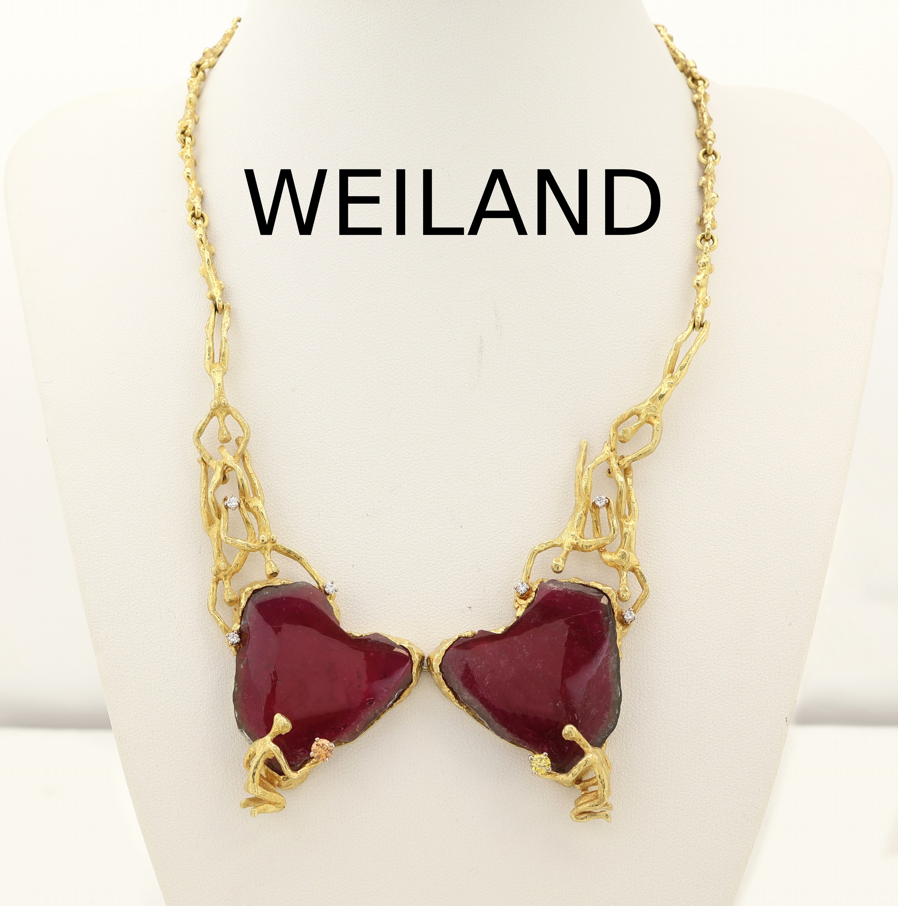 Image 27019977 - Ausgefallenes 18 kt Gold Turmalin-Brillant- Collier, GG 750/000, qualitätvolle ...