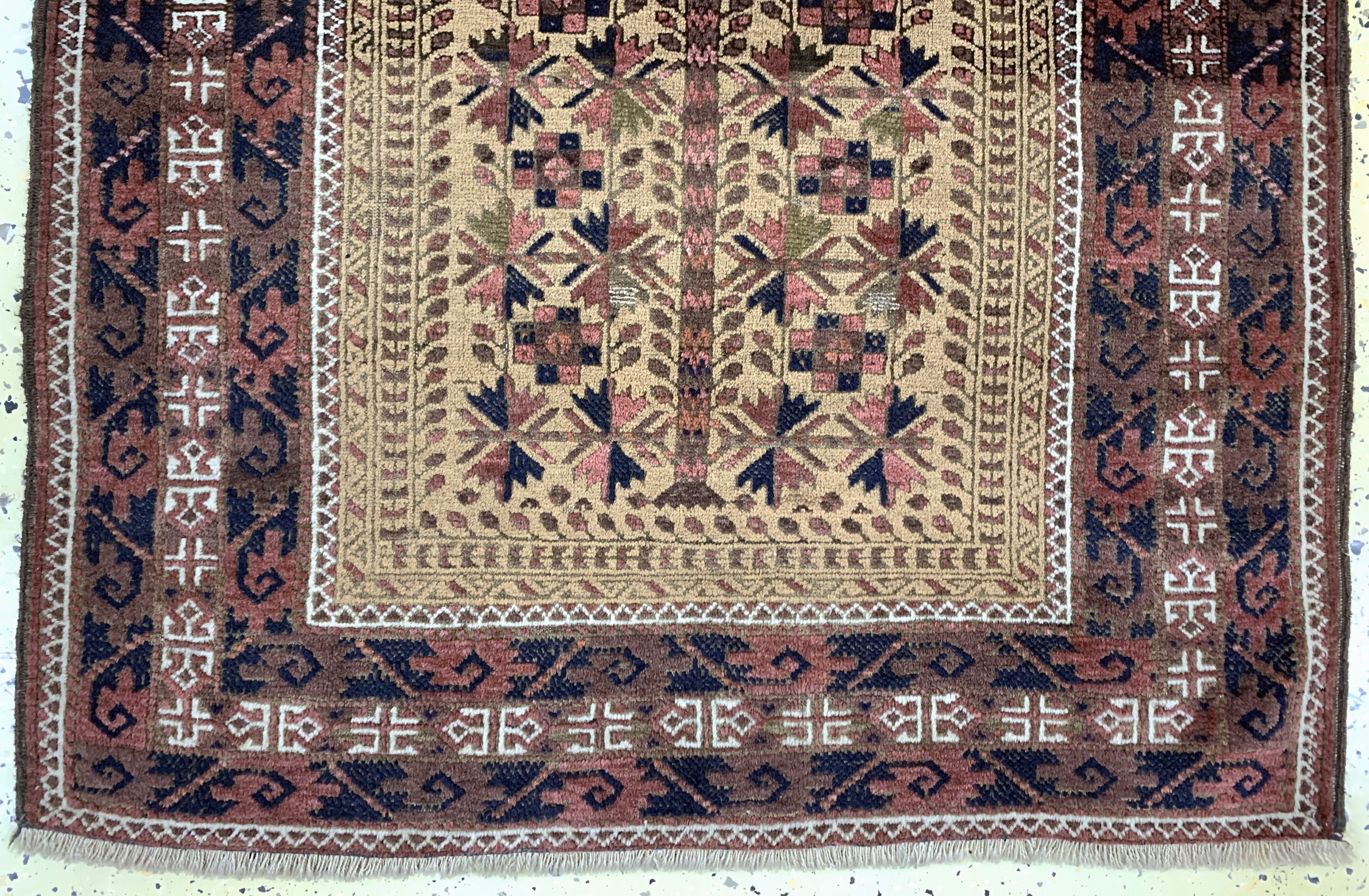 Detail c: Belutsch"Gebetsteppich", Persien, Anfang 20.Jhd, Wolle auf Wolle, ca. 140 x 95 cm, EHZ:2