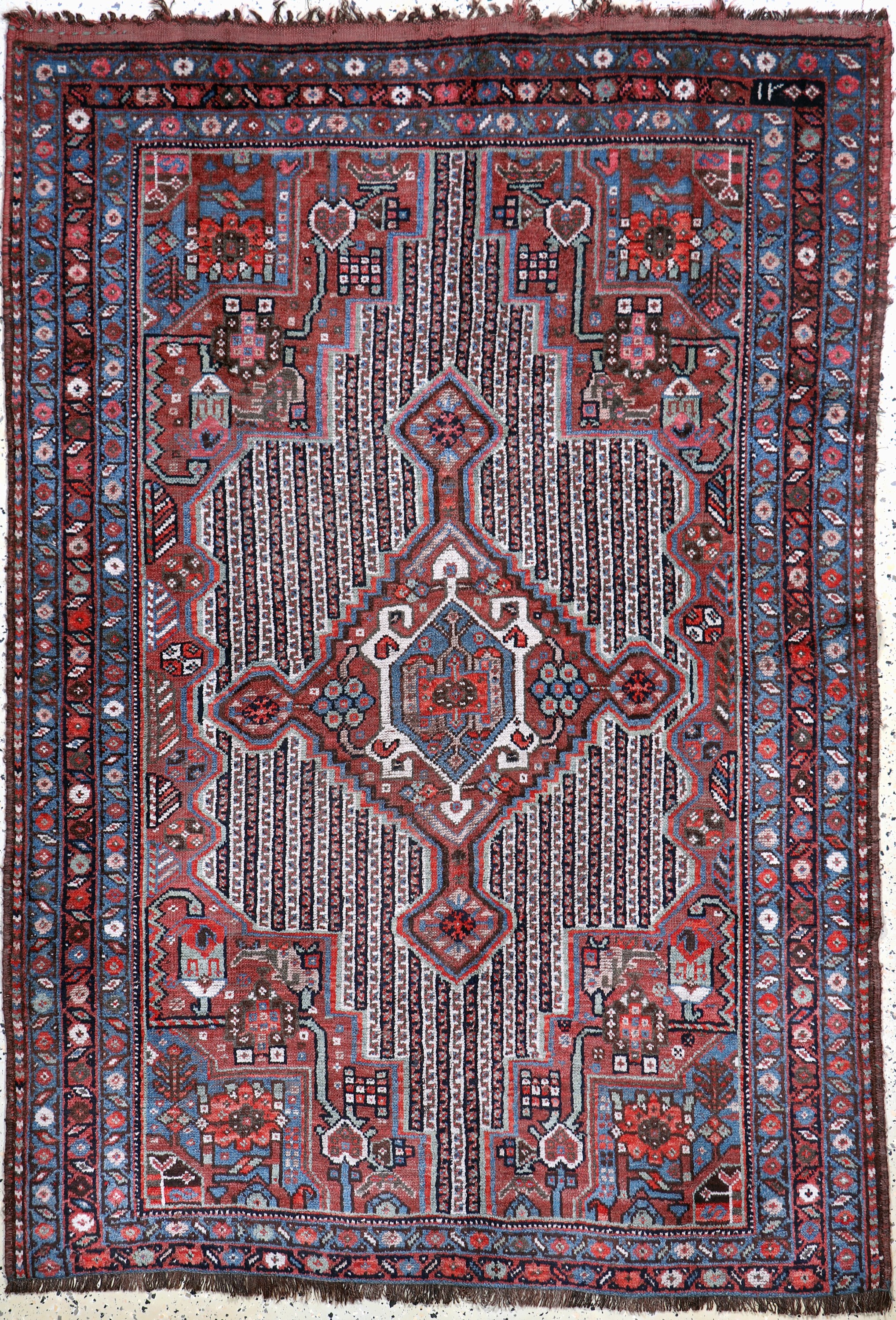 Khamseh antik, Persien, um 1900, Wolle auf Wolle, ca. 183 x 130 cm, EHZ: 2-3