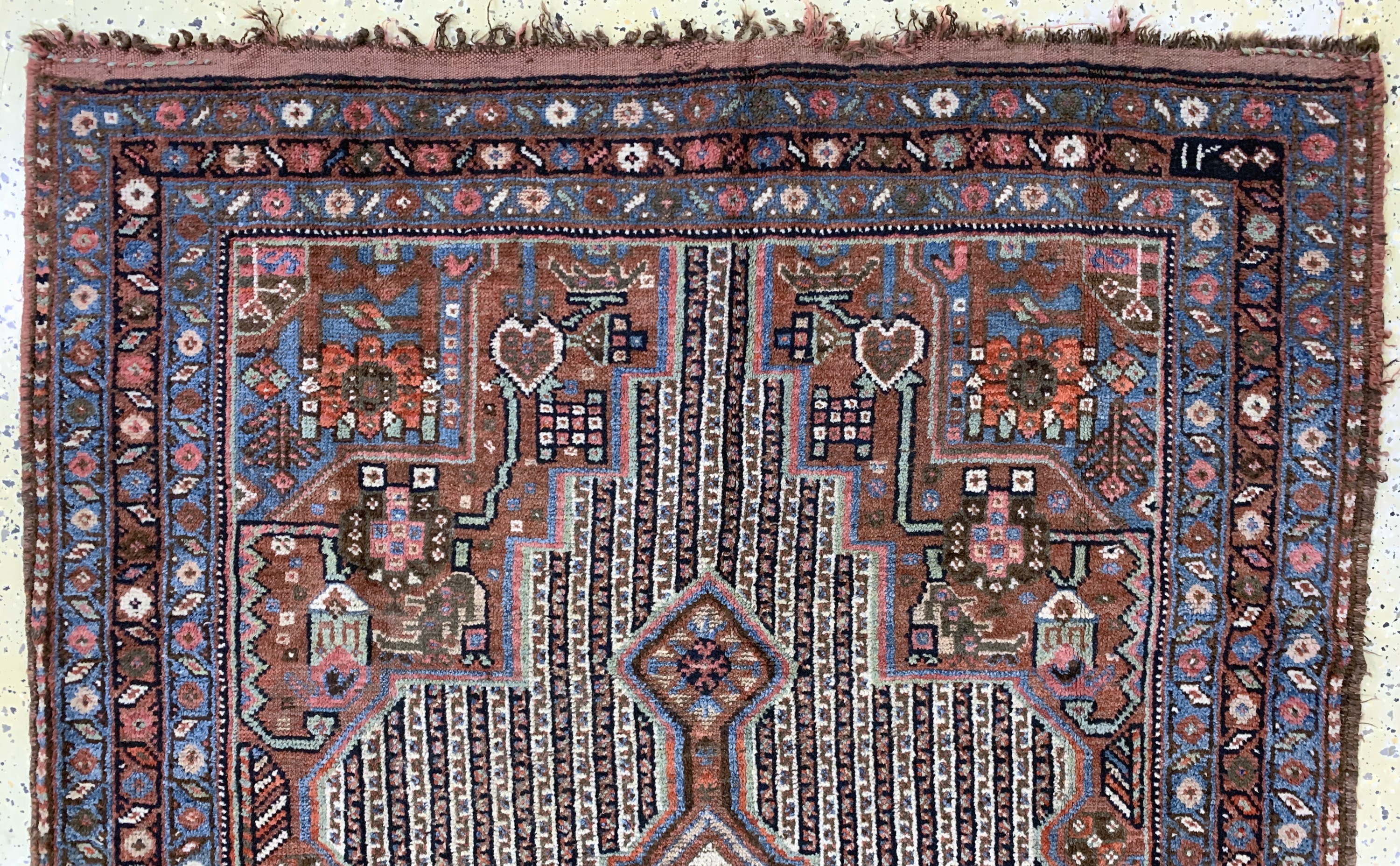 Detail a: Khamseh antik, Persien, um 1900, Wolle auf Wolle, ca. 183 x 130 cm, EHZ: 2-3