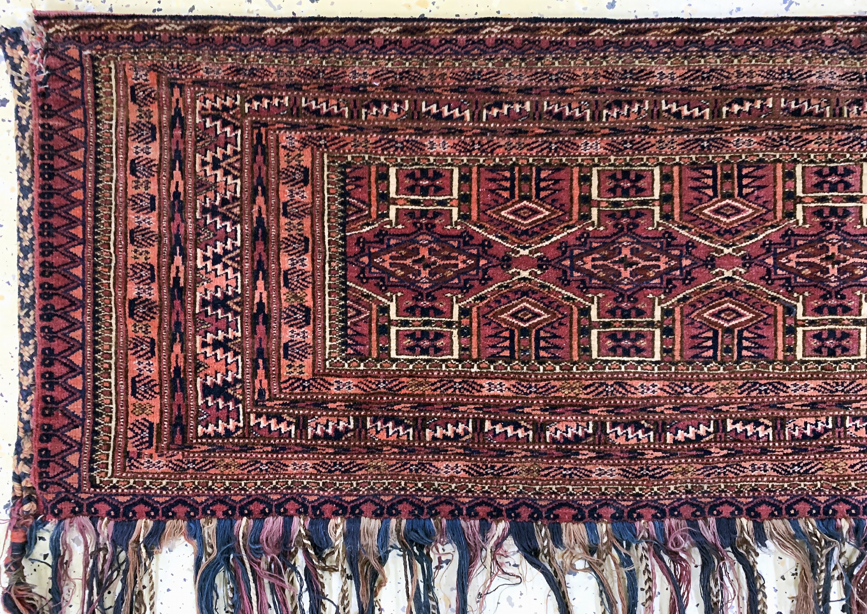 Detail a: Tekke Torba, Turkmenistan, um 1900, Wolle auf Wolle, ca. 126 x 39 cm, EHZ: 2