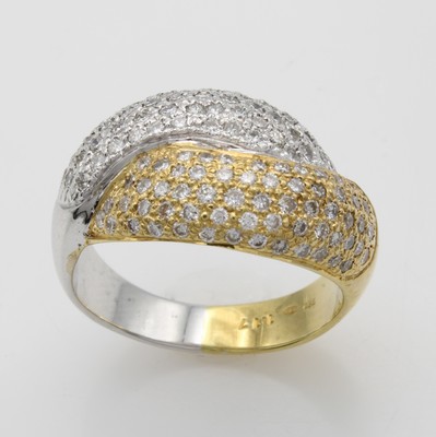 27019944a - Ring mit Brillanten, GG/WG 750/000, verschlungene Optik, Brill. zus. ca. 1.17 ct feines ...