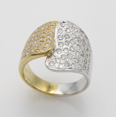 27019945a - Ring mit Brillanten, GG/WG 750/000, Brill. zus. ca. 1.39 ct feines Weiß/vs, l. ...