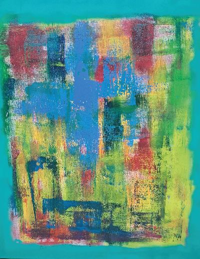 27020002k - Mikail Akar, geb. 2013, Welle, 12 Farben Pigmentdruck, Leinen auf Keilrahmen, ...