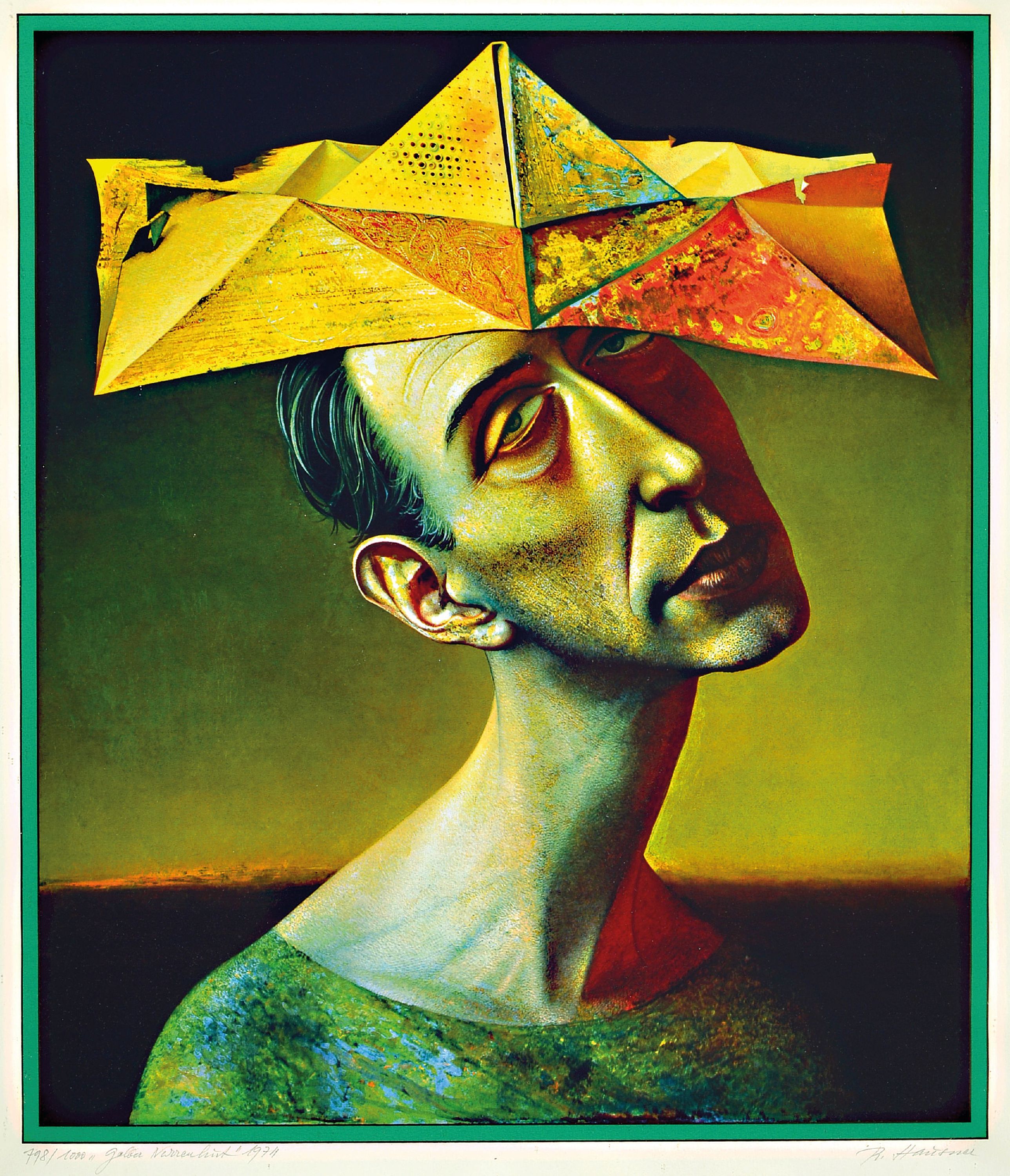 Image 27020148 - Rudolf Hausner, 1914 Wien-1995 Mödling, Farbserigraphie, ´Gelber Narrenhut´, 1974, ...