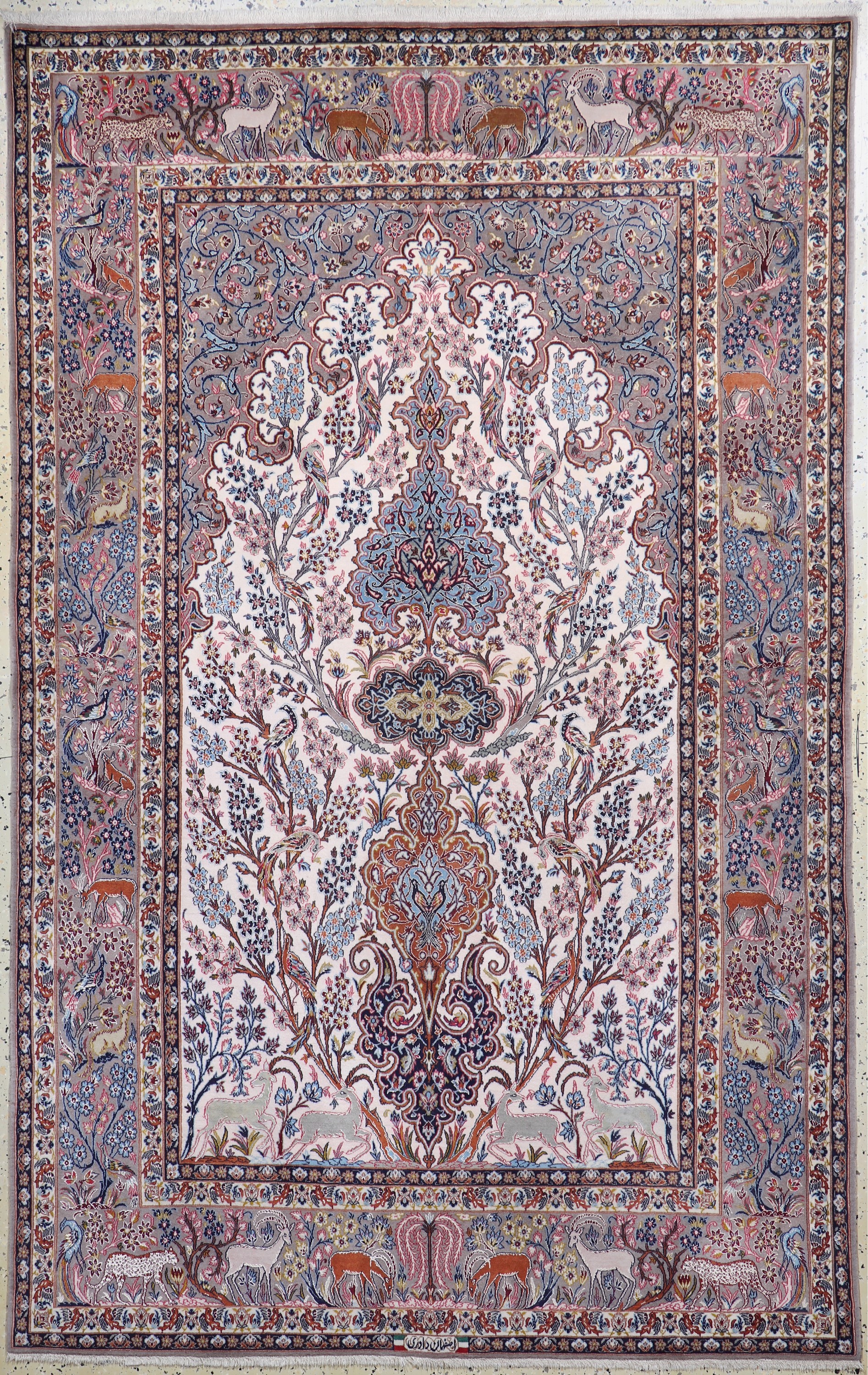 Image 27020158 - Esfahan fein Persien, signiert´Davari´, Neuwertig, Korkwolle mit und auf Seide, ca. 240 ...