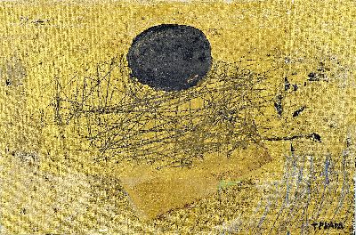 27020146k - Rin Terada, geb. 1948 Aomori, Japan, Mischtechnik (Blattgold und Acryl) auf Holzplatte, ...