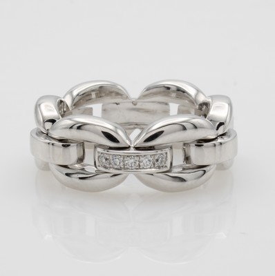 Image Ring mit Brillanten, WG 750/000, Gliederoptik, Brill. zus. ca. 0.08 ct feines Weiß/vs, ...