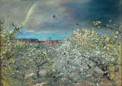 Image Ludwig Dettmann, 1865 Adelby-1944 Berlin, Frühlingslandschaft mit blühenden ...