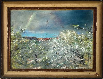 27020207k - Ludwig Dettmann, 1865 Adelby-1944 Berlin, Frühlingslandschaft mit blühenden ...