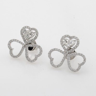 Image Paar Ohrstecker mit Diamanten und Brillanten ´invisible setting´, WG 750/000, Diam. u. ...