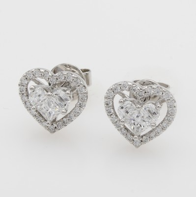 Image Paar Herzohrstecker mit Diamanten und Brill- anten ´invisible setting´, WG 750/000, ...