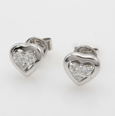 Image Paar Ohrstecker mit Diamanten und Brillanten ´invisible setting´, WG 750/000, Diam. u. ...