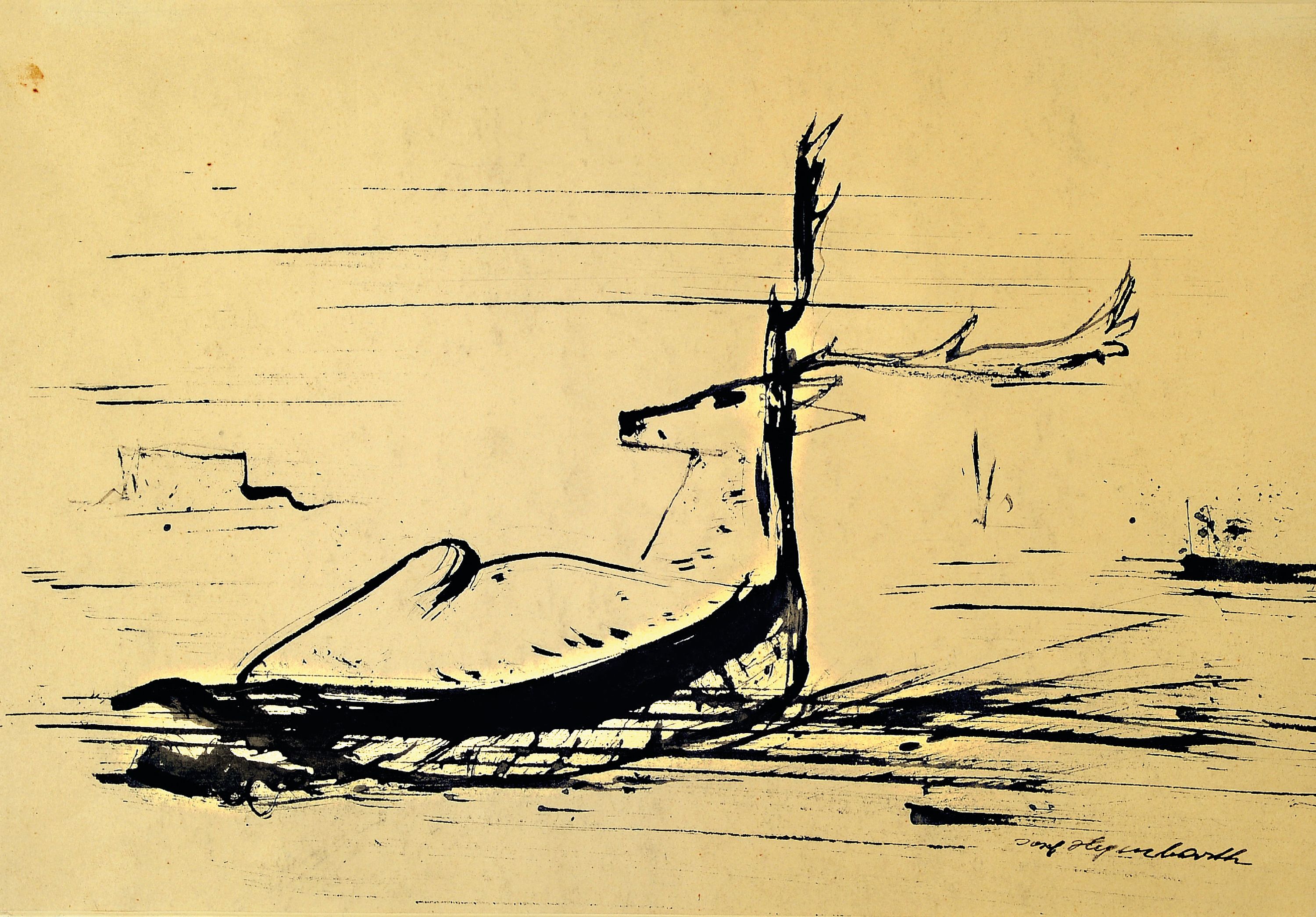 Image 27020476 - Josef Hegenbarth, 1884-1962 Dresden, Zeichnung eines liegenden Hirsches, versi datiert ...