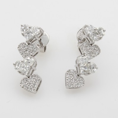 Image Paar Ohrstecker mit Diamanten und Brillanten ´invisible setting´, WG 750/000, Diam. u. ...