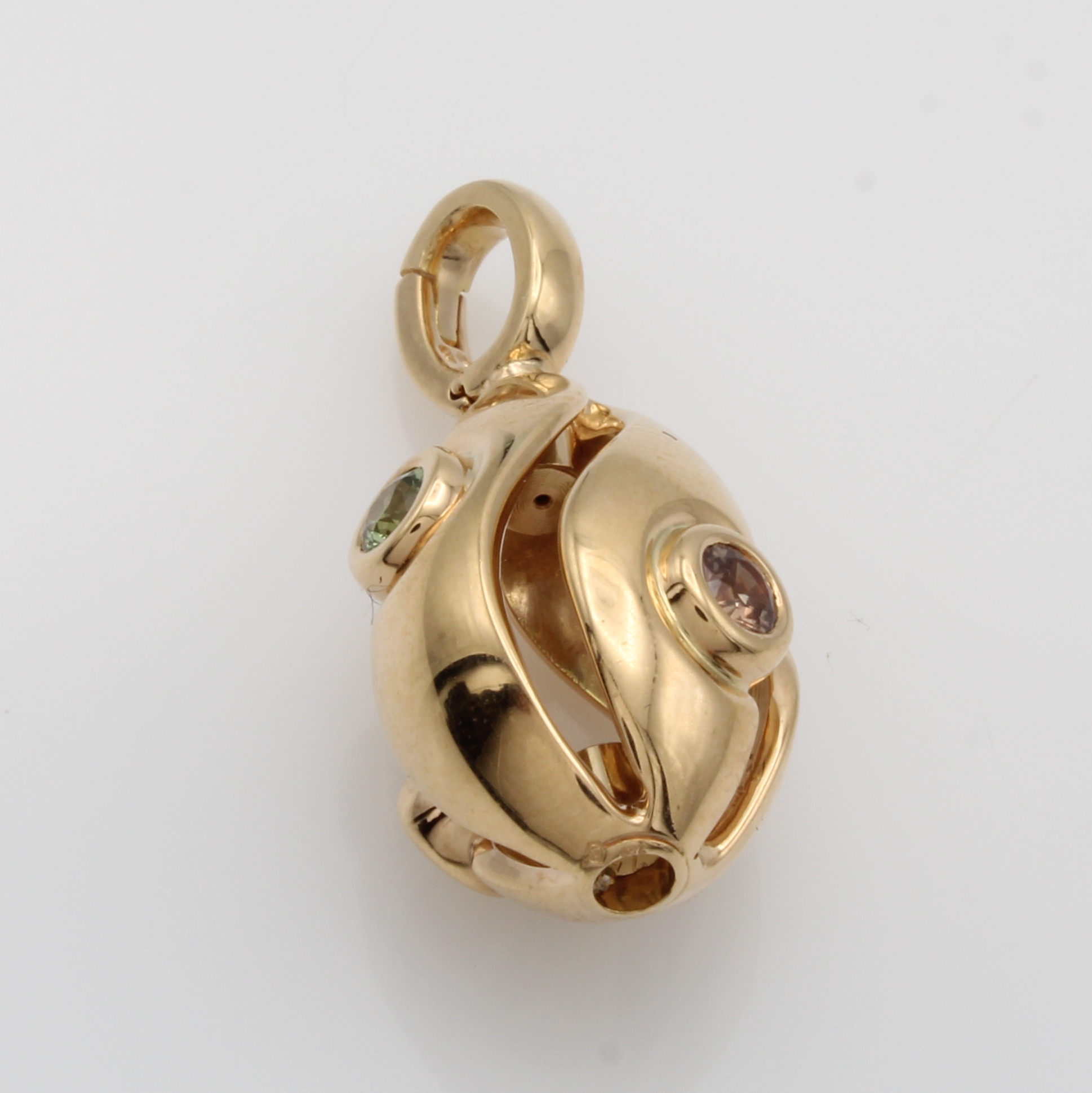 Image 27020521 - Clip-Anhänger mit Saphiren, RoséG 750/000, bunte Saphire, ovale, durchbrochene Form ...