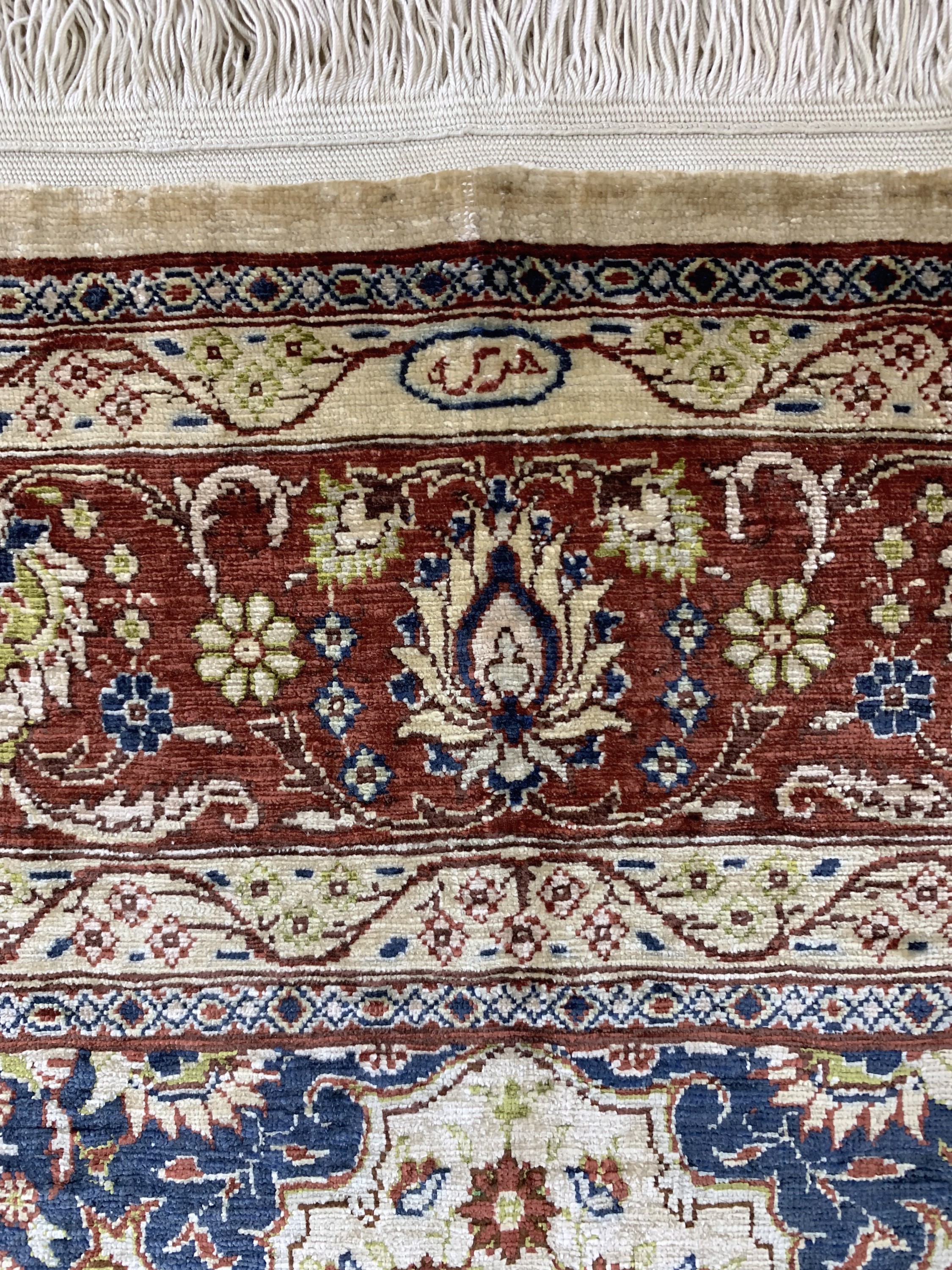 Detail d: Hereke Seide fein signiert, Türkei, Mitte 20.Jhd, reine Naturseide, ca. 142 x 88 cm, ca.1,0 Mio. Kn/qm, EHZ: 2