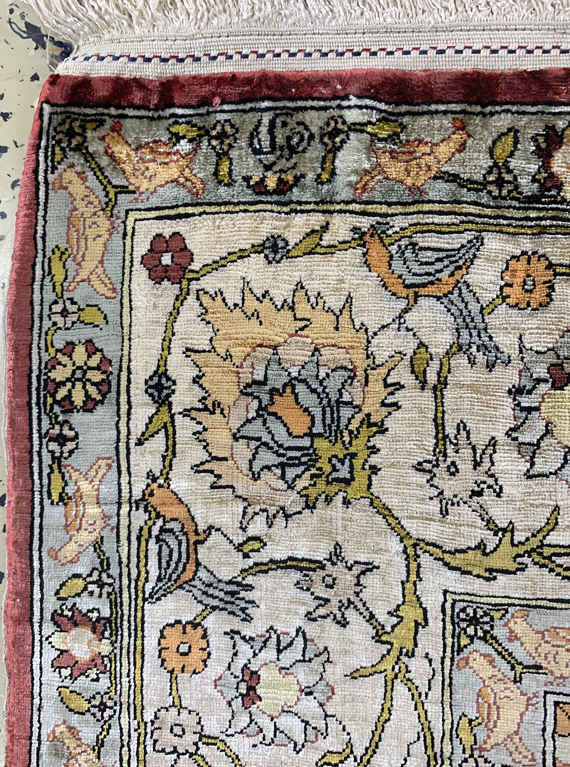 Detail f: Hereke Seide fein signiert, Türkei, Anfang 20.Jhd, reine Naturseide"Metallbroschiert", ca. 146 x 100 cm, ca. 1,0 Mio. Kn/qm, EHZ: 2, ...