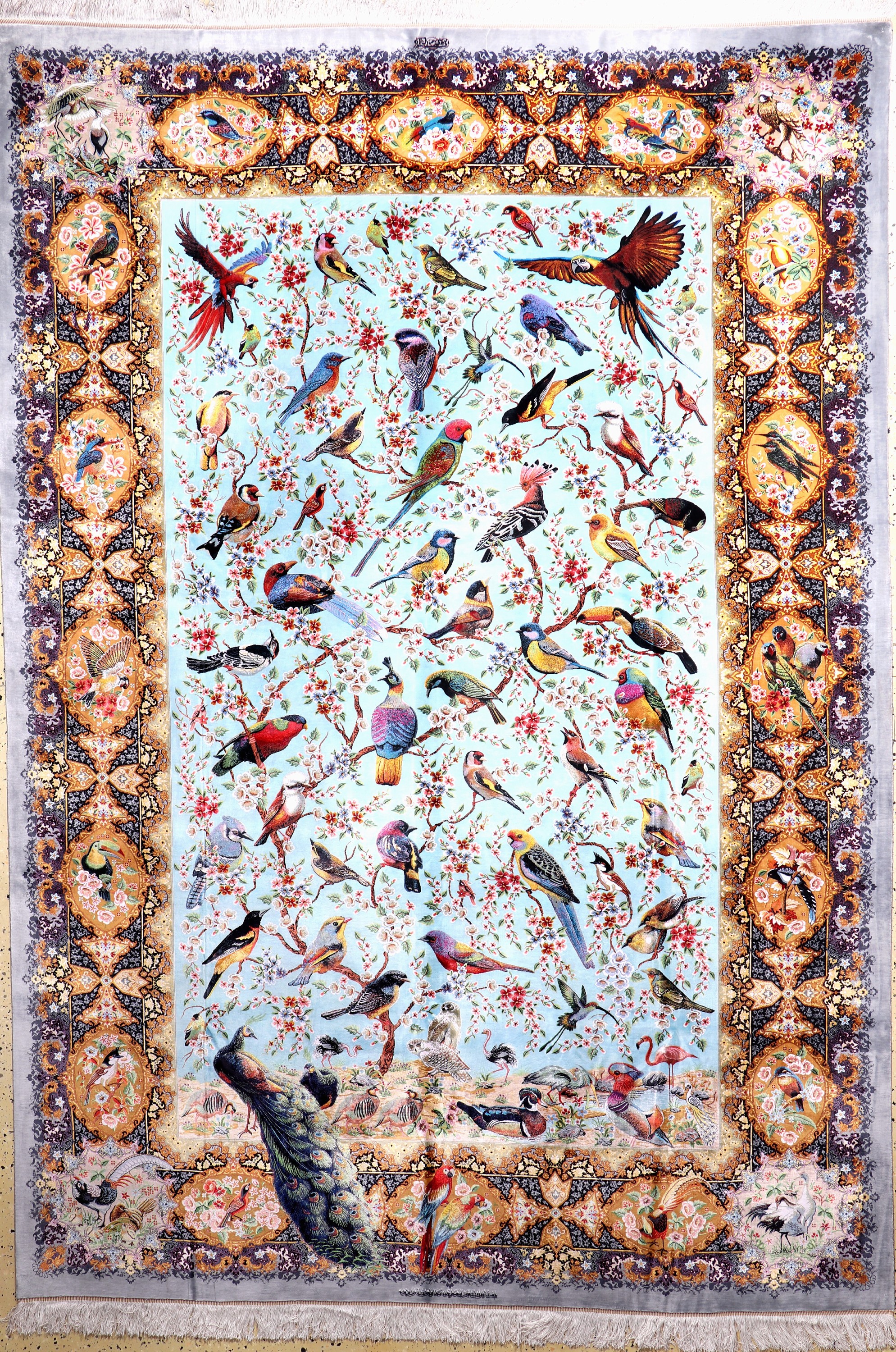 Ghom Seide Sehr fein Persien, signiert"Mehdi Sadeghzadeh", Ende 20.Jhd, reine Naturseide, ca. 300 x 208 cm, ca. 1,0 Mio. Kn/qm, ...