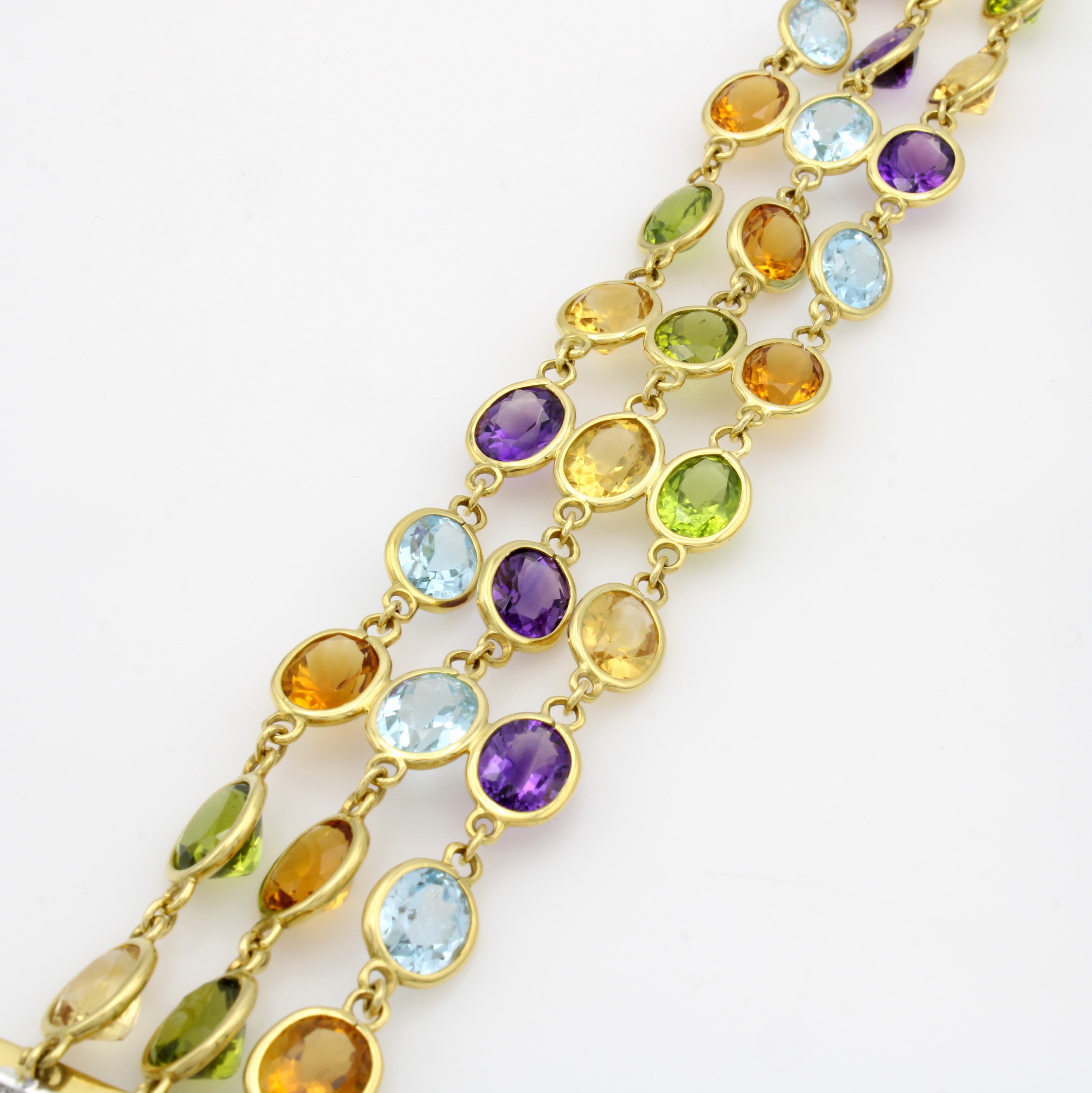 Image 27020558 - 3-reihiges Armband mit Farbsteinen und Brillanten, GG 750/000, Topase (beh.), Citrine, ...