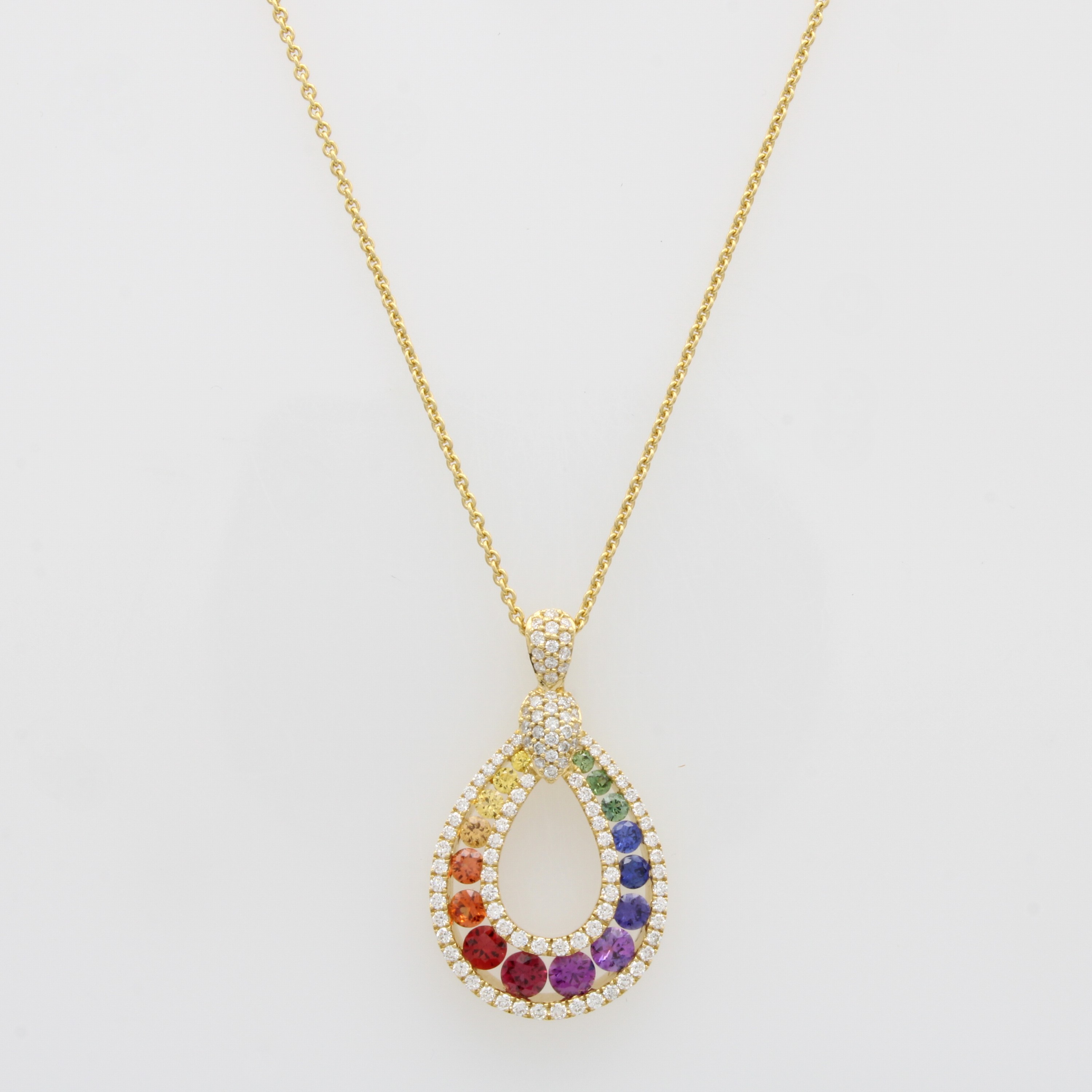Image 27020560 - Anhänger ´Rainbow´ mit Saphiren und Brillanten an Kette, GG 750/000, fancy Saphire zus. ...