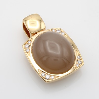 Image Anhänger mit Mondstein und Brillanten, RoséG 750/000, Brill. zus. ca. 0.34 ct feines ...