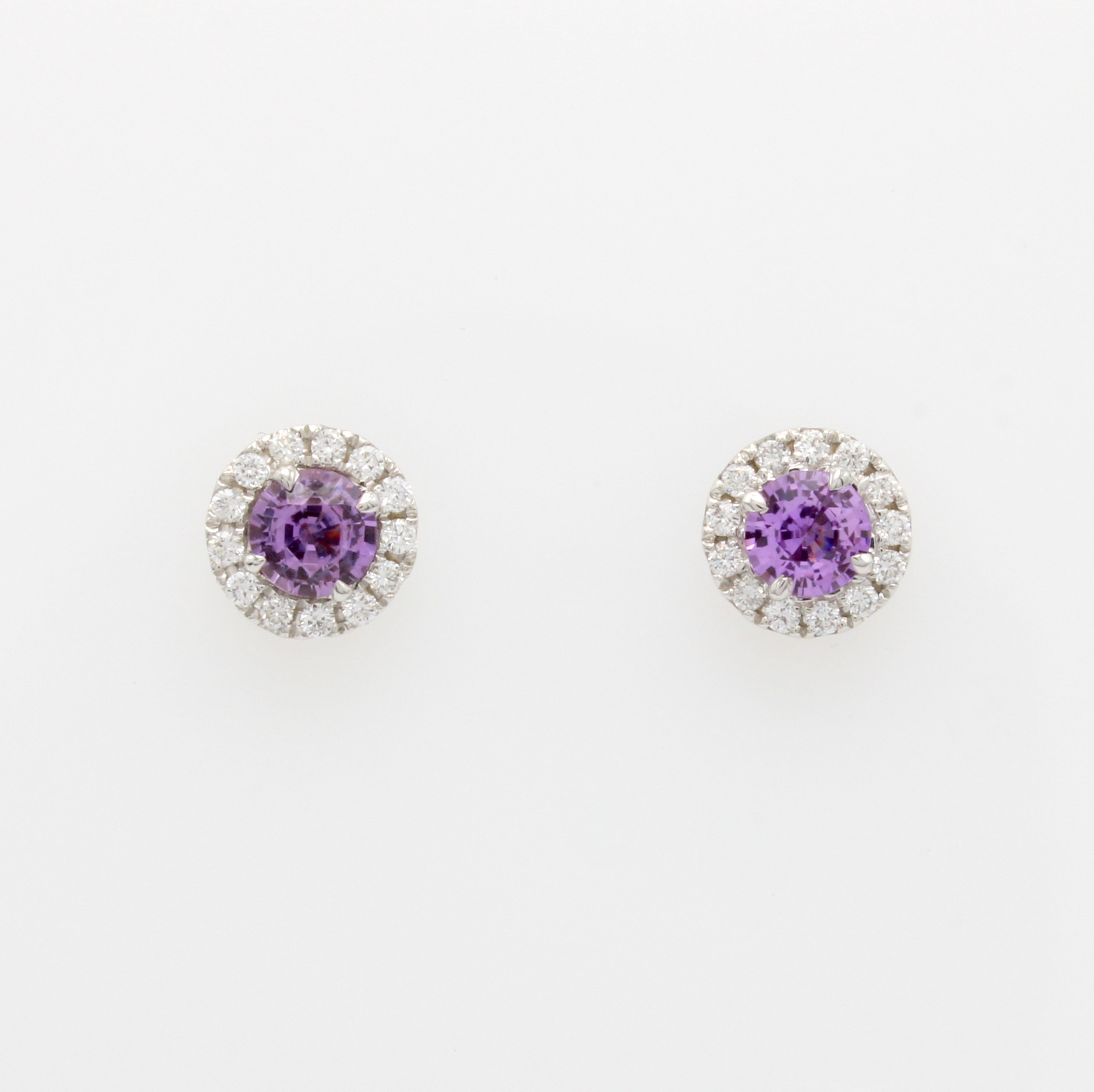 Image 27020613 - Paar Ohrstecker mit Saphiren und Brillanten, WG 750/000, 2 pinkf. Saphire zus. ca. 1.21 ...