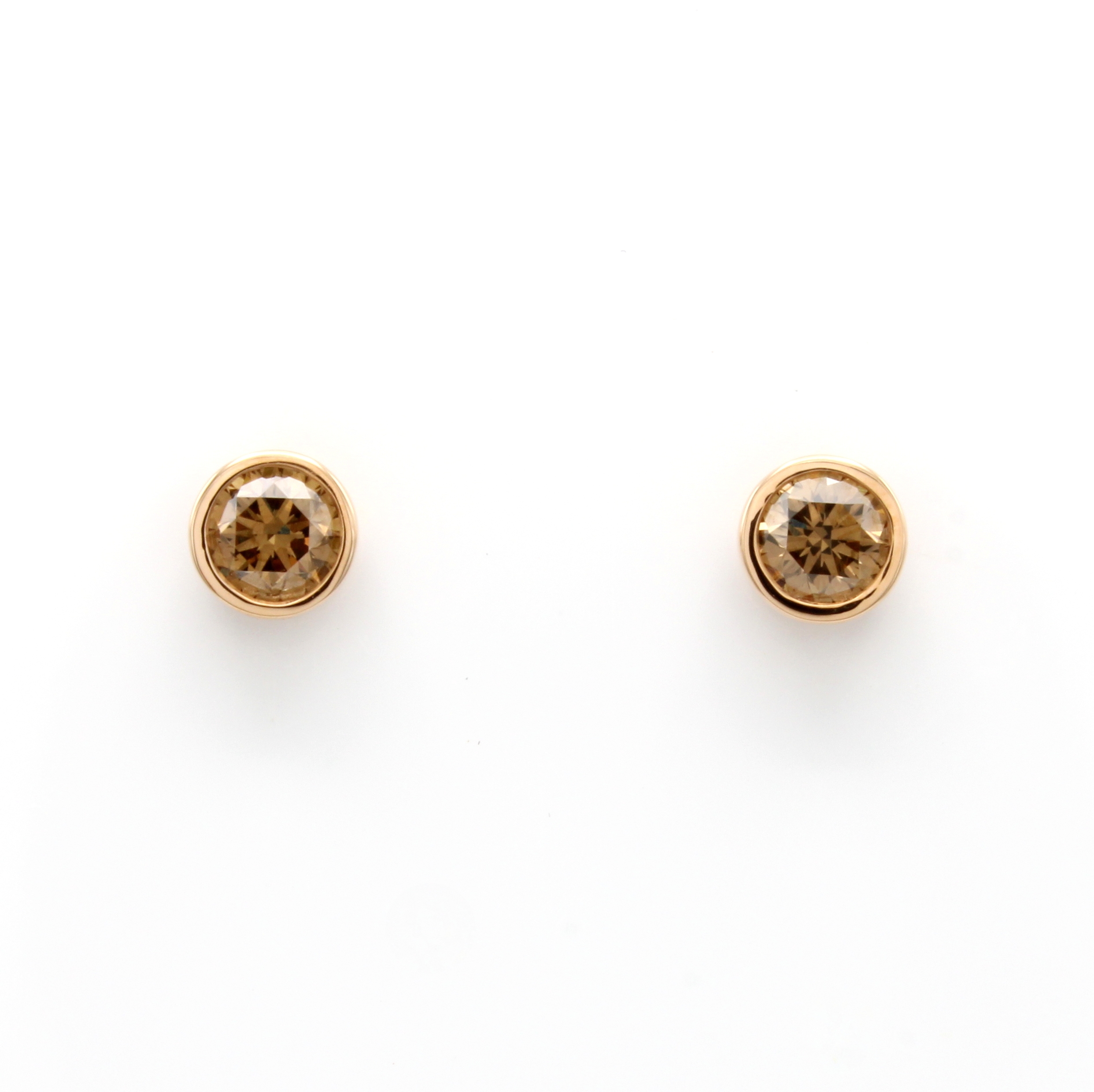 Image 27020635 - Paar Ohrstecker mit Brillanten, RG 750/000, 2 Brill. in Zargenfassungen zus. ca. 1.07 ct ...