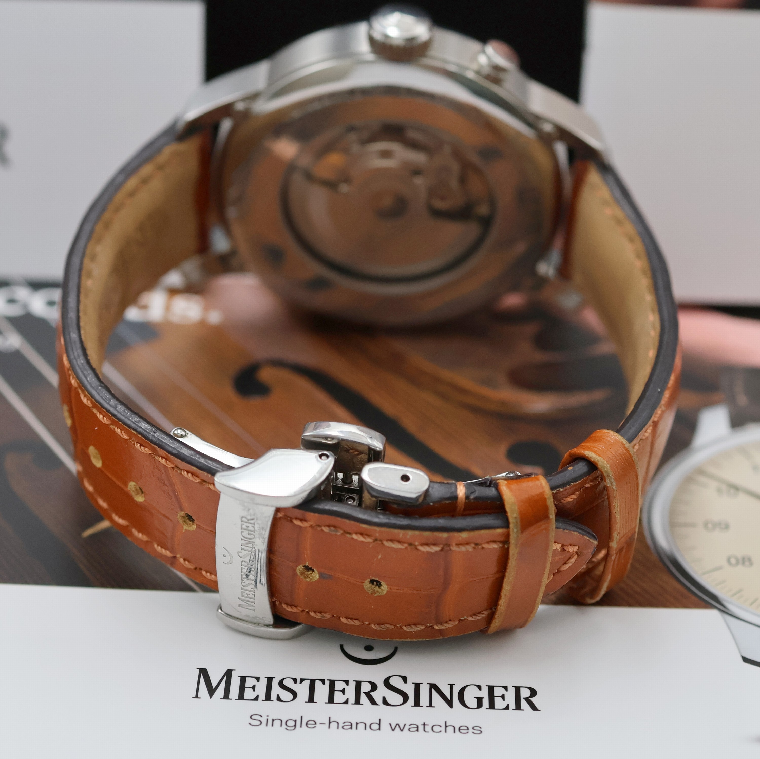 Detail c: MEISTERSINGER Einzeiger-Herrenarmbanduhr Bell Hora Referenz BH0908, Schweiz verk. lt. beil. Pap. 07/2021, Automatik, beids. vergl. Edelstahlgeh. ...