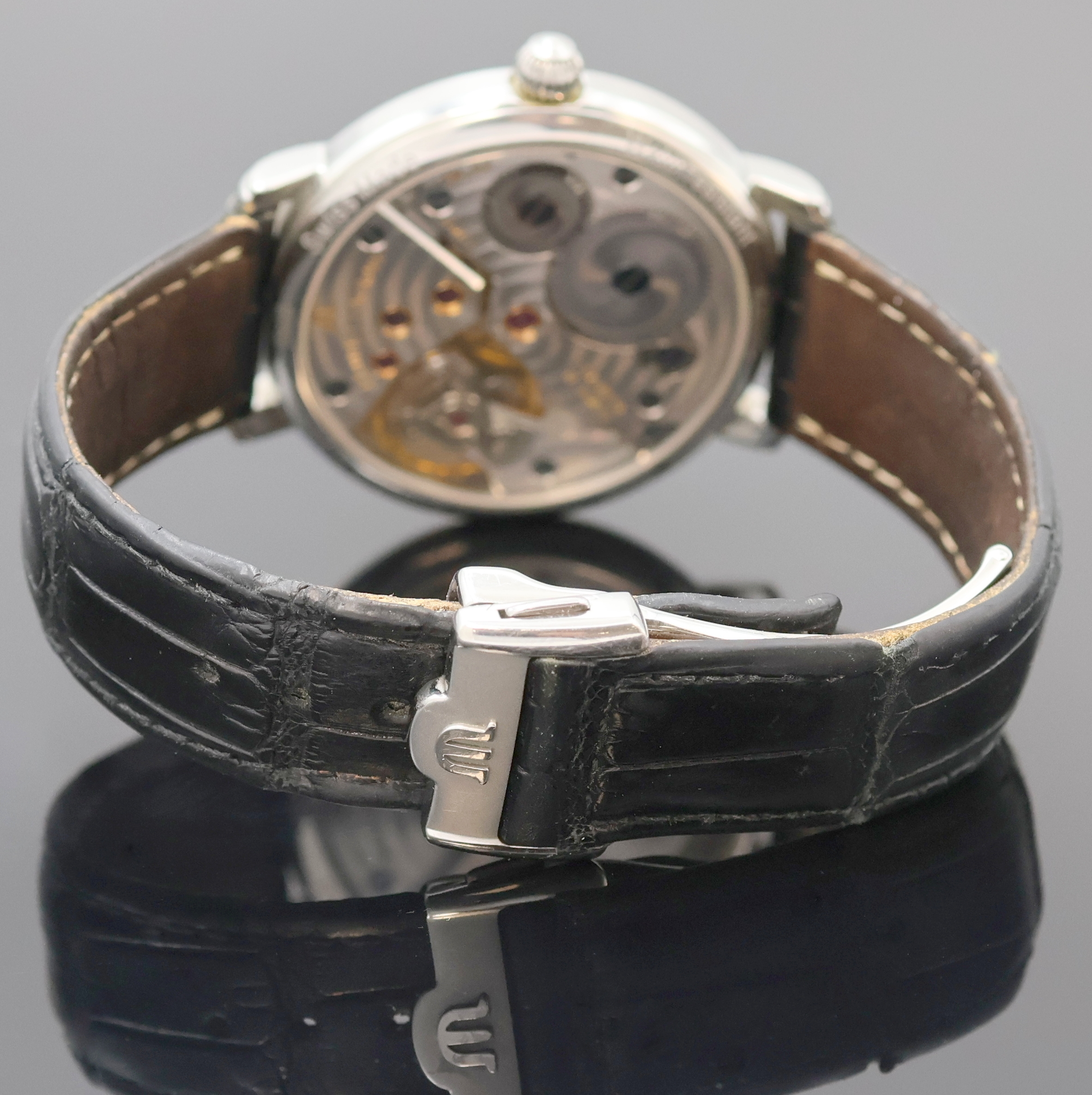 Detail c: MAURICE LACROIX Herrenarmbanduhr Jour Et Nuit Referenz 07769, Schweiz um 2010, Handaufzug, beids. vergl. Edelstahlgeh., Boden aufgedr., orig. ...