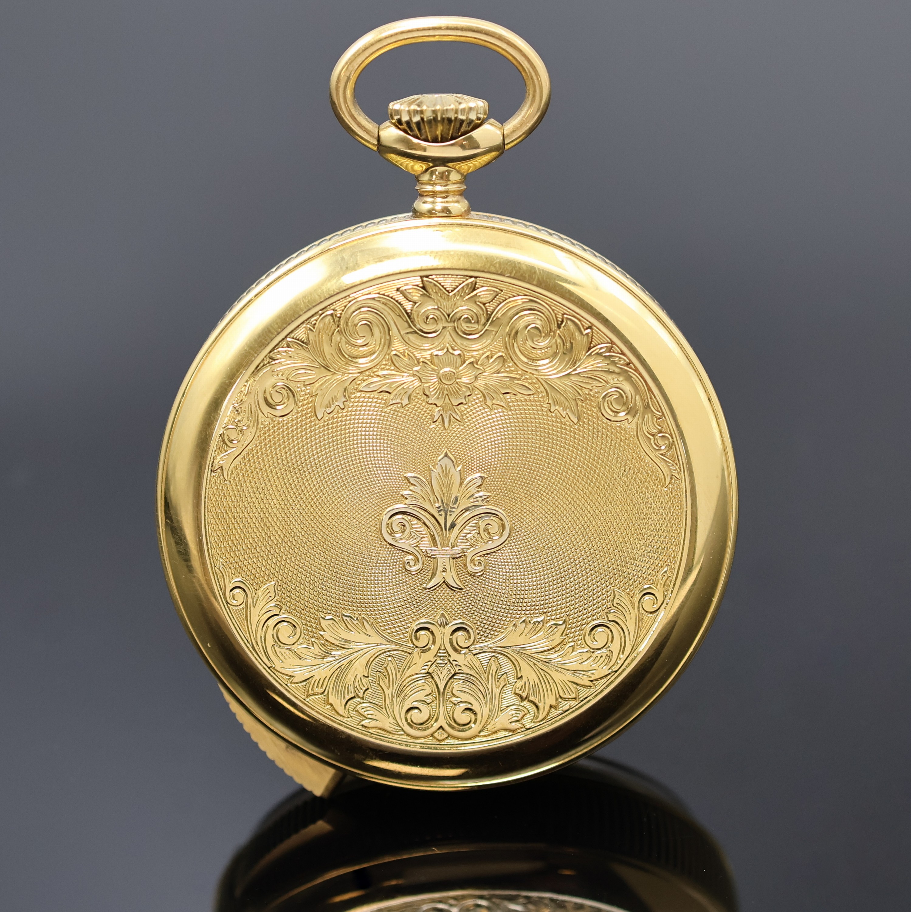 Detail a: THEOREIN KELEK offene Taschenuhr sogenannte Jacquemart mit 5 Minuten-Repetition, Schweiz um 1985, Handaufzug, verg. Geh. rücks. floral grav., ...