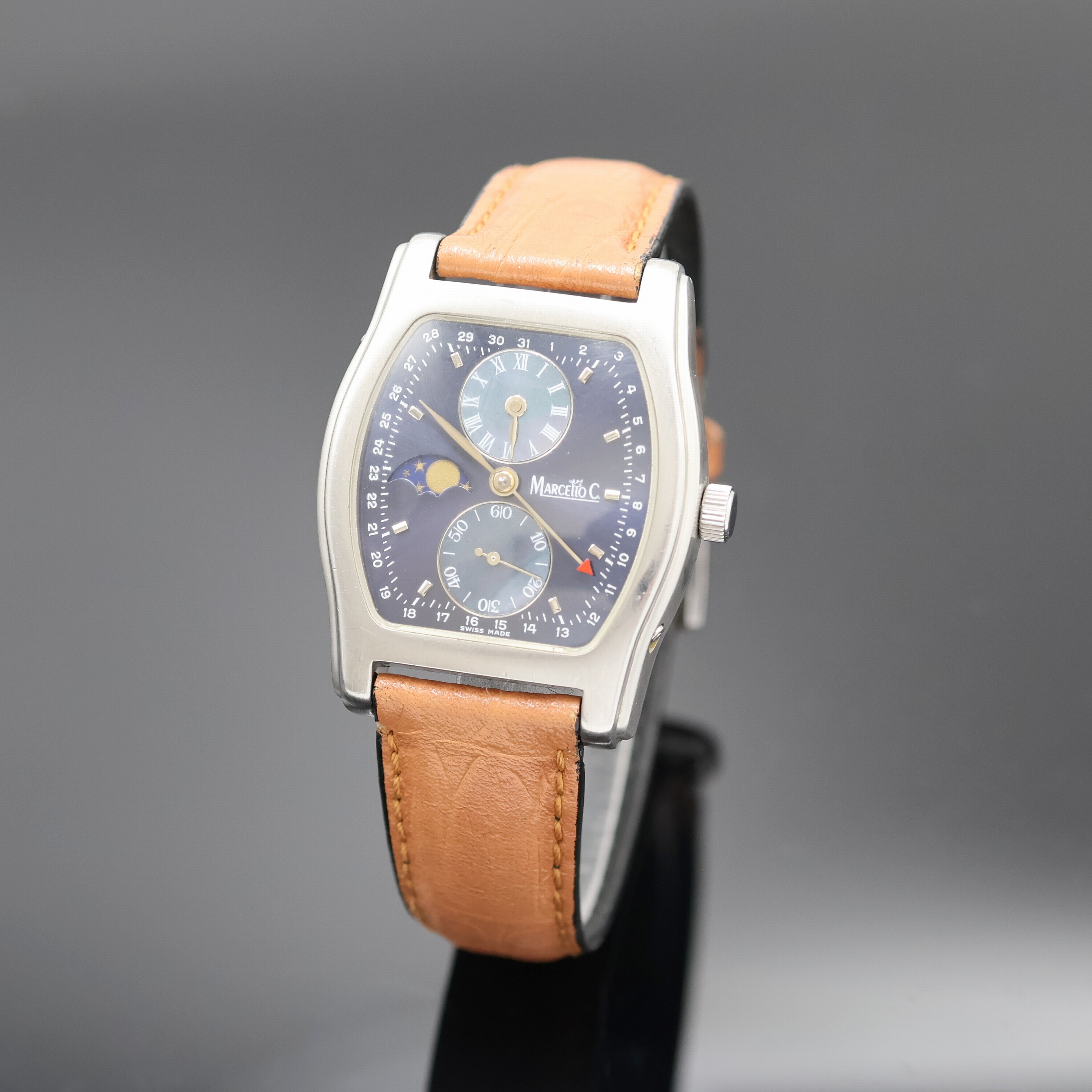 Image 27020661 - MARCELLO C Regulateur Armbanduhr mit Mondphase, Schweiz um 1990, Handaufzug, beids. ...