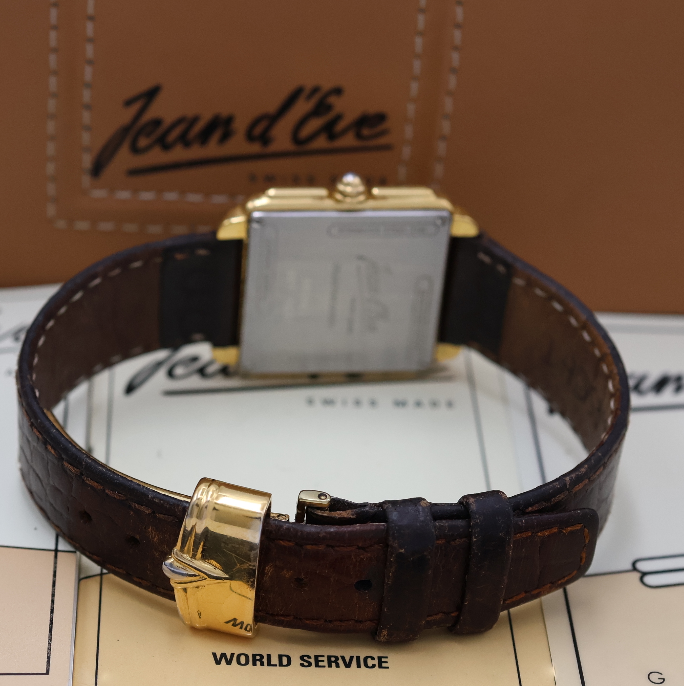 Detail c: JEAN D'EVE Collection Quarta Armbanduhr Referenz 09.24.63, Schweiz verk. lt. beil. Pap. 10/1998, quarz, verg. Geh., Stahlboden 4-fach verschr., ...