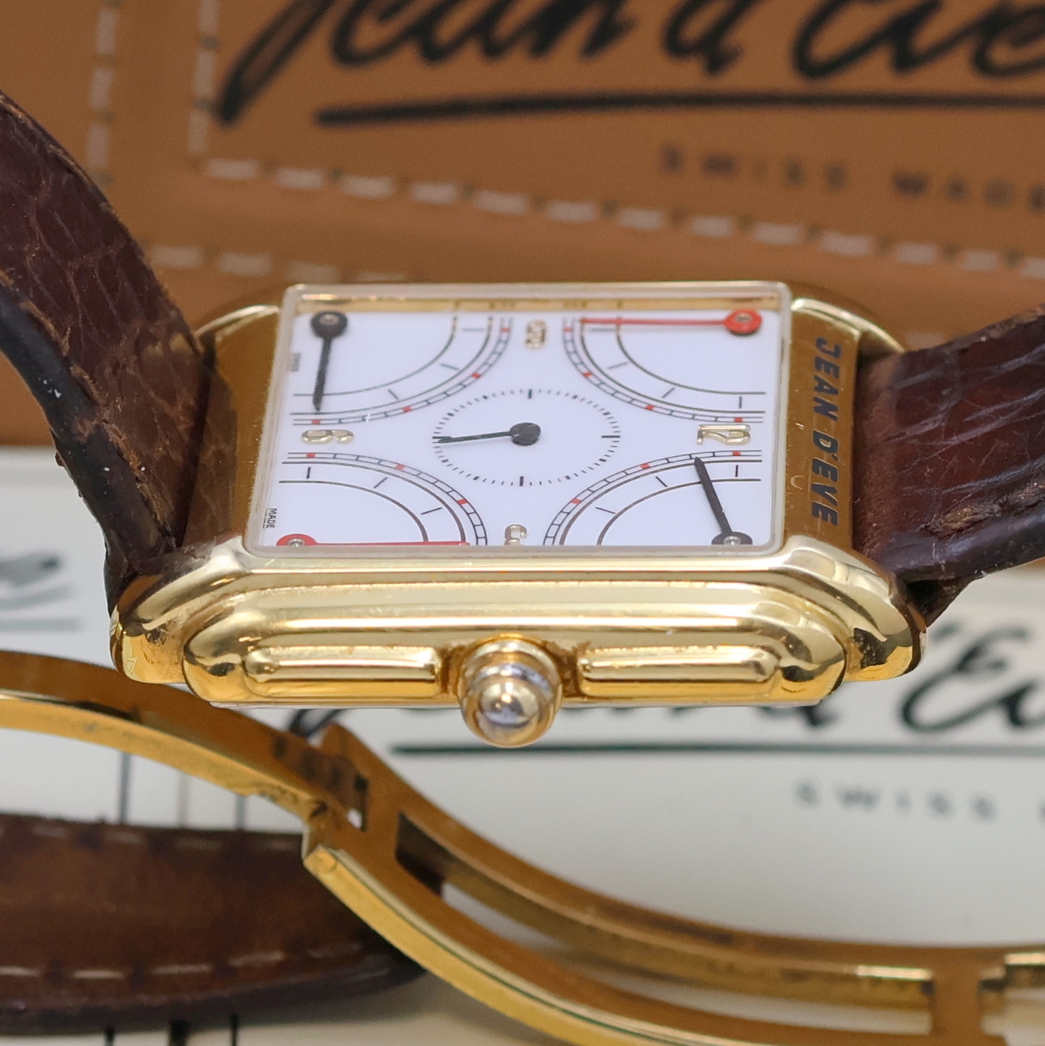 Detail d: JEAN D'EVE Collection Quarta Armbanduhr Referenz 09.24.63, Schweiz verk. lt. beil. Pap. 10/1998, quarz, verg. Geh., Stahlboden 4-fach verschr., ...