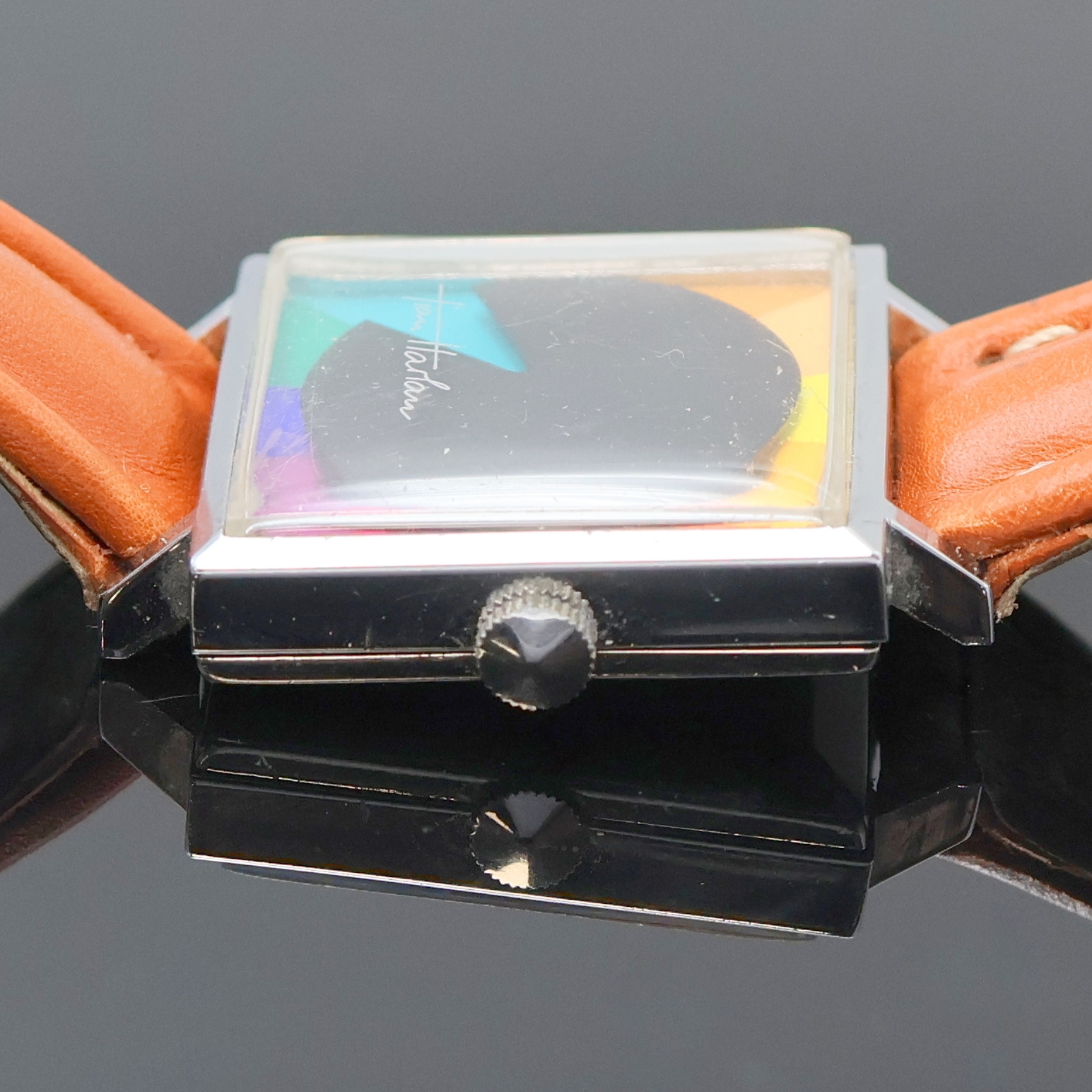 Detail c: CHROMACHRON/TIAN HARLAN Set bestehend aus Armband- und Anhängeruhr, Schweiz um 1975, Handaufzug, verchromte Geh., Böden aufgedr., Zifferblätter in ...
