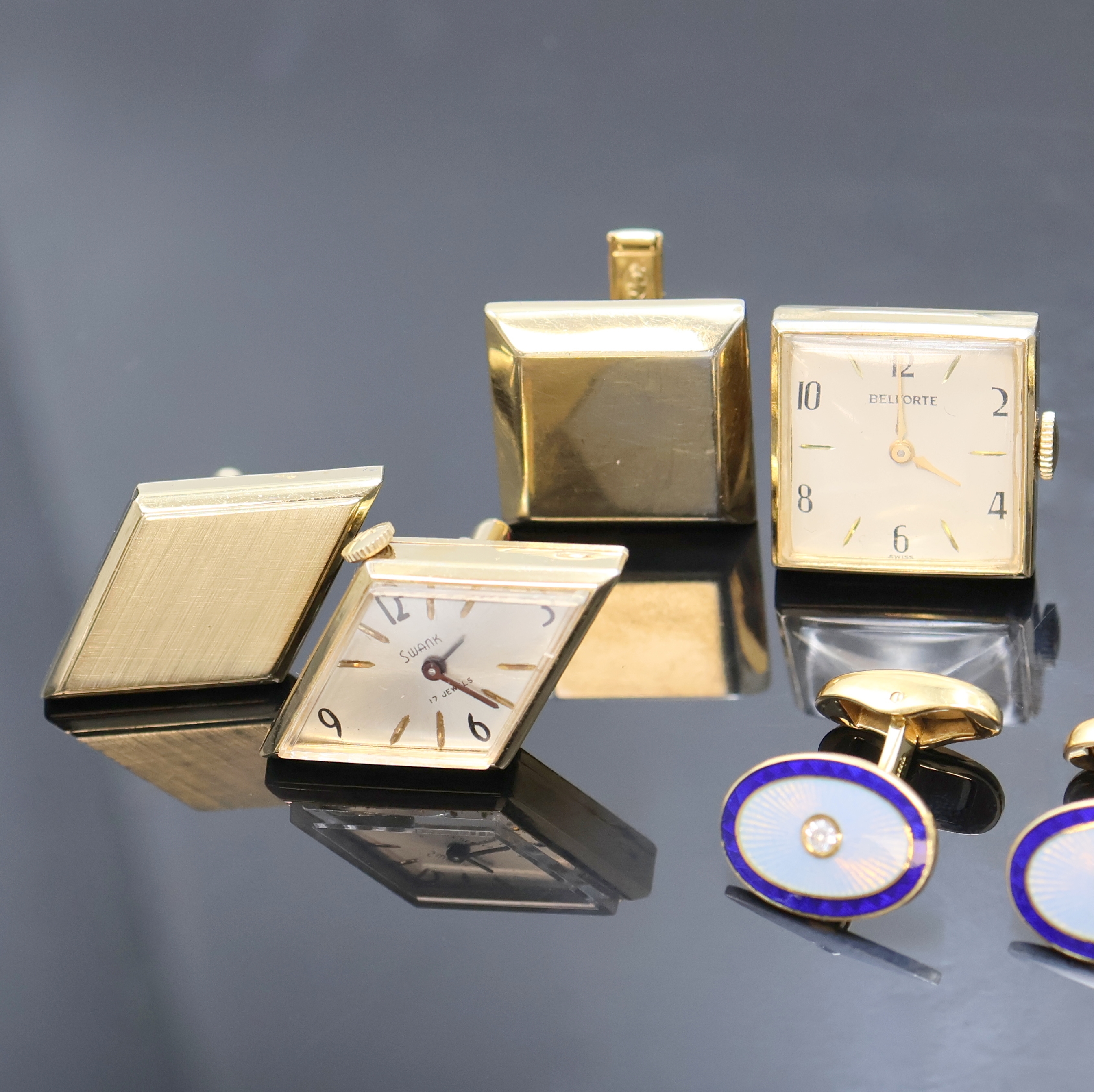 Detail a: FARBERGE auf 500 Stück limitierte Manschettenknöpfe in GG 750/000 sowie 4 weitere Paare mit integrierter Uhr, Manschettenknopf-Uhren Schweiz um ...
