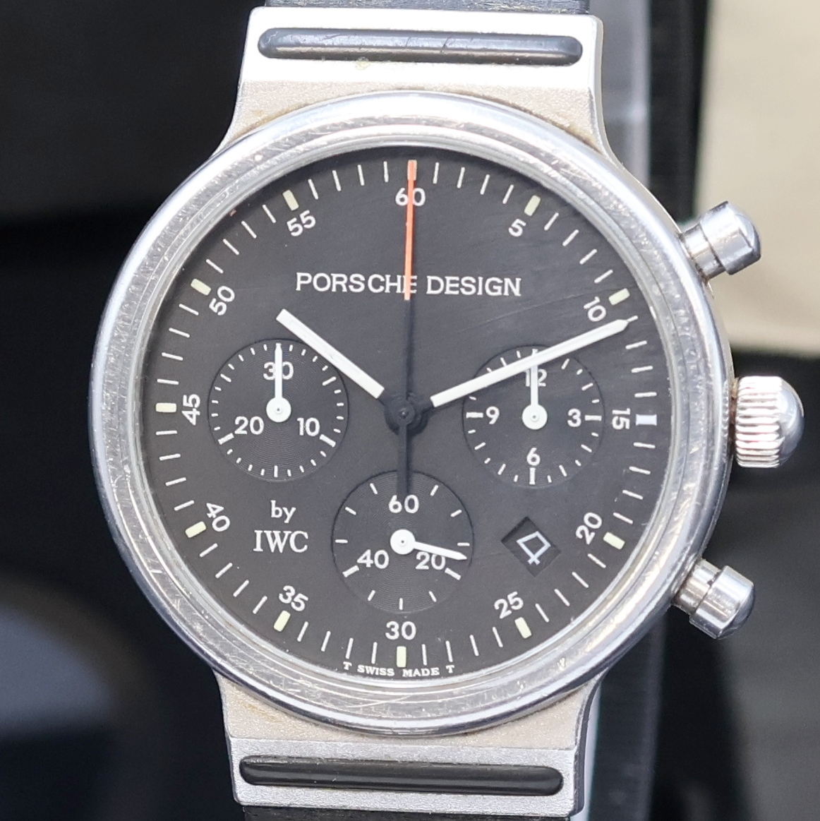 Detail a: Porsche Design by IWC Armbandchronograph in Edelstahl Referenz 3720, Schweiz um 1990, quarz, flaches Geh. inkl. orig. Kautschukband m. orig. ...