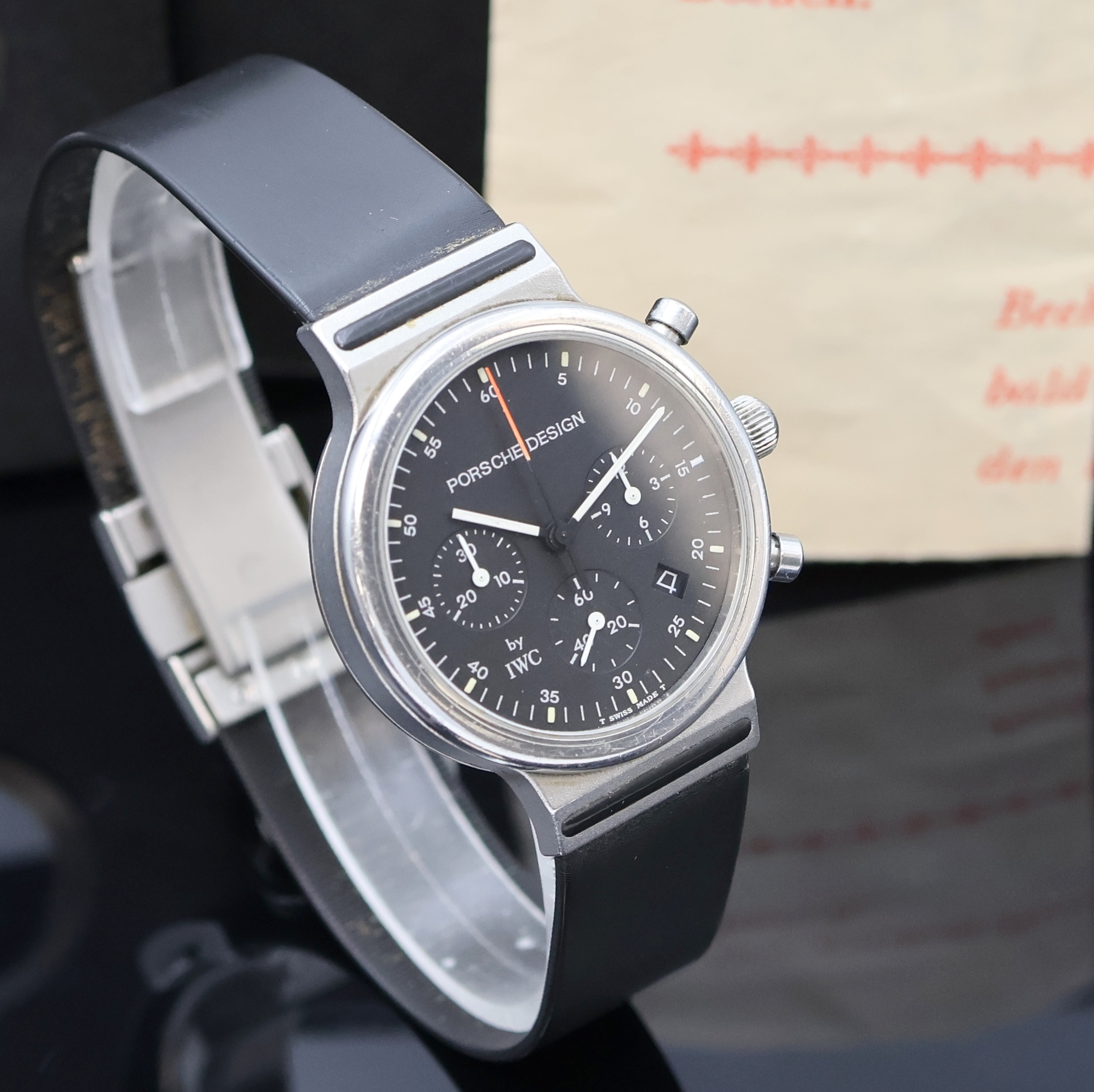 Detail b: Porsche Design by IWC Armbandchronograph in Edelstahl Referenz 3720, Schweiz um 1990, quarz, flaches Geh. inkl. orig. Kautschukband m. orig. ...
